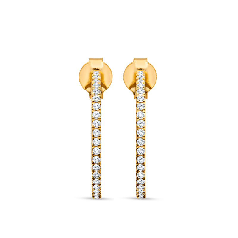 14K Gold Hoop Earrings with Genuine White Diamonds - Elegant Dangle Earrings for Women, Perfect for Weddings, Parties & Everyday Luxury