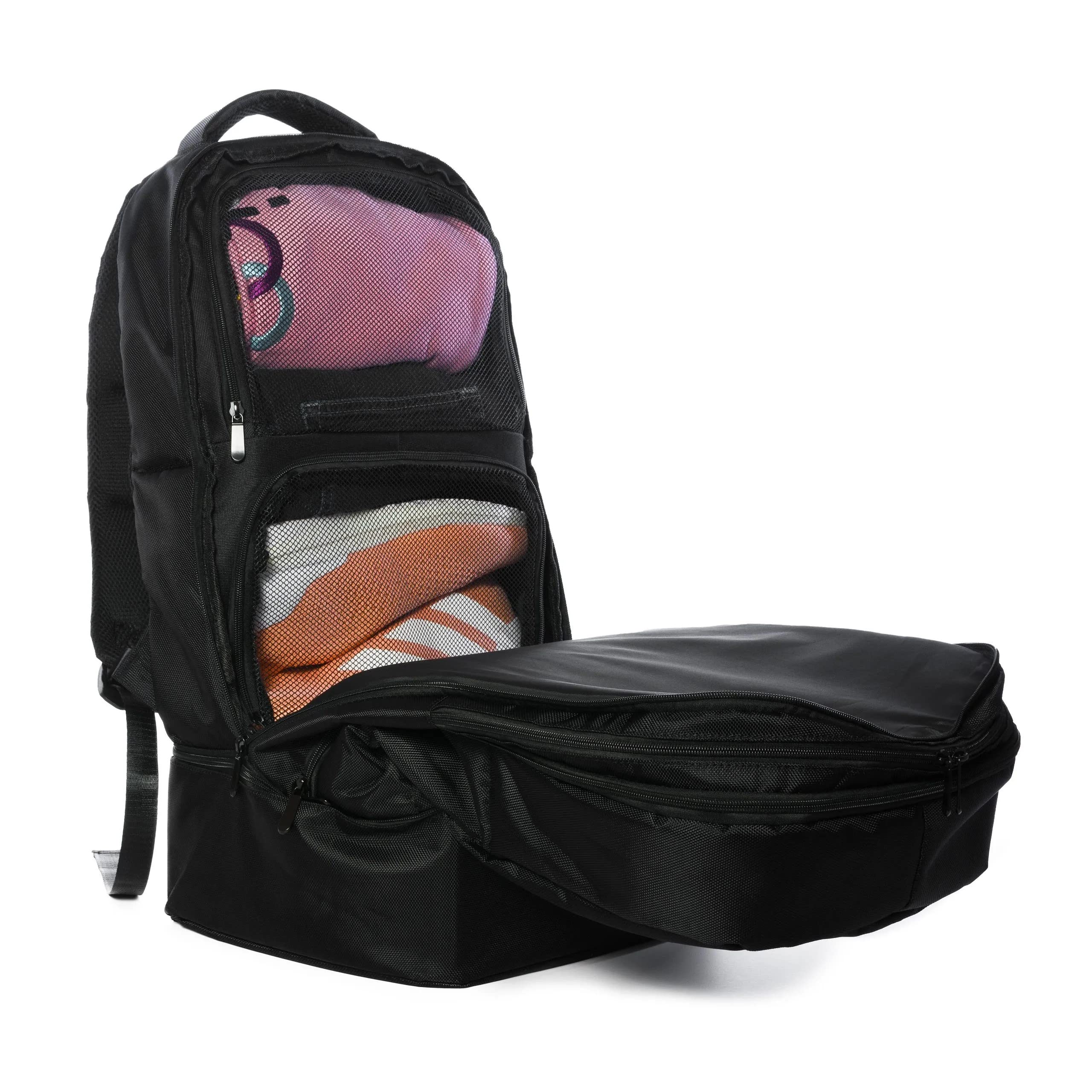 Premium Multi-Functional Sneaker Backpack for Travel - Convertible Laptop & Shoe Carry-On Luggage Bag for Men & Women (Black) - Perfect for Business Trips, Gym & Airplane Carry-On