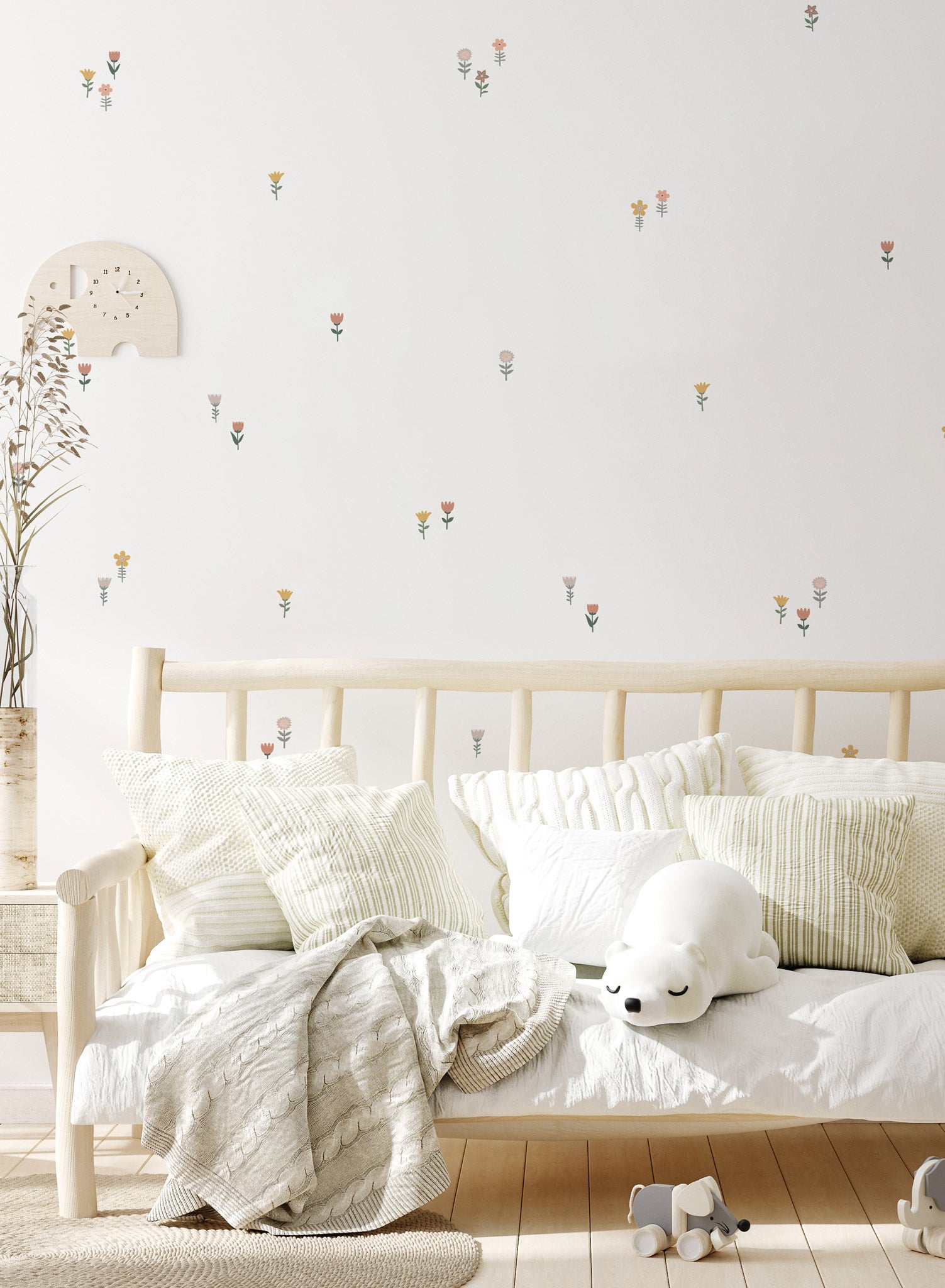 Happy Blooms Wall Decals - Floral Vinyl Stickers for Home Decor, Nursery, Kids Room & Office - Easy Peel & Stick Design