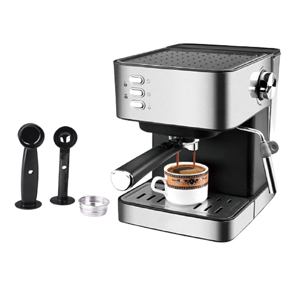 THj Semi-Automatic Espresso Machine with Steam Wand & Milk Frother - 1.6L Stainless Steel Coffee Maker for Home & Office - Perfect for Latte, Cappuccino & Americano (Black)