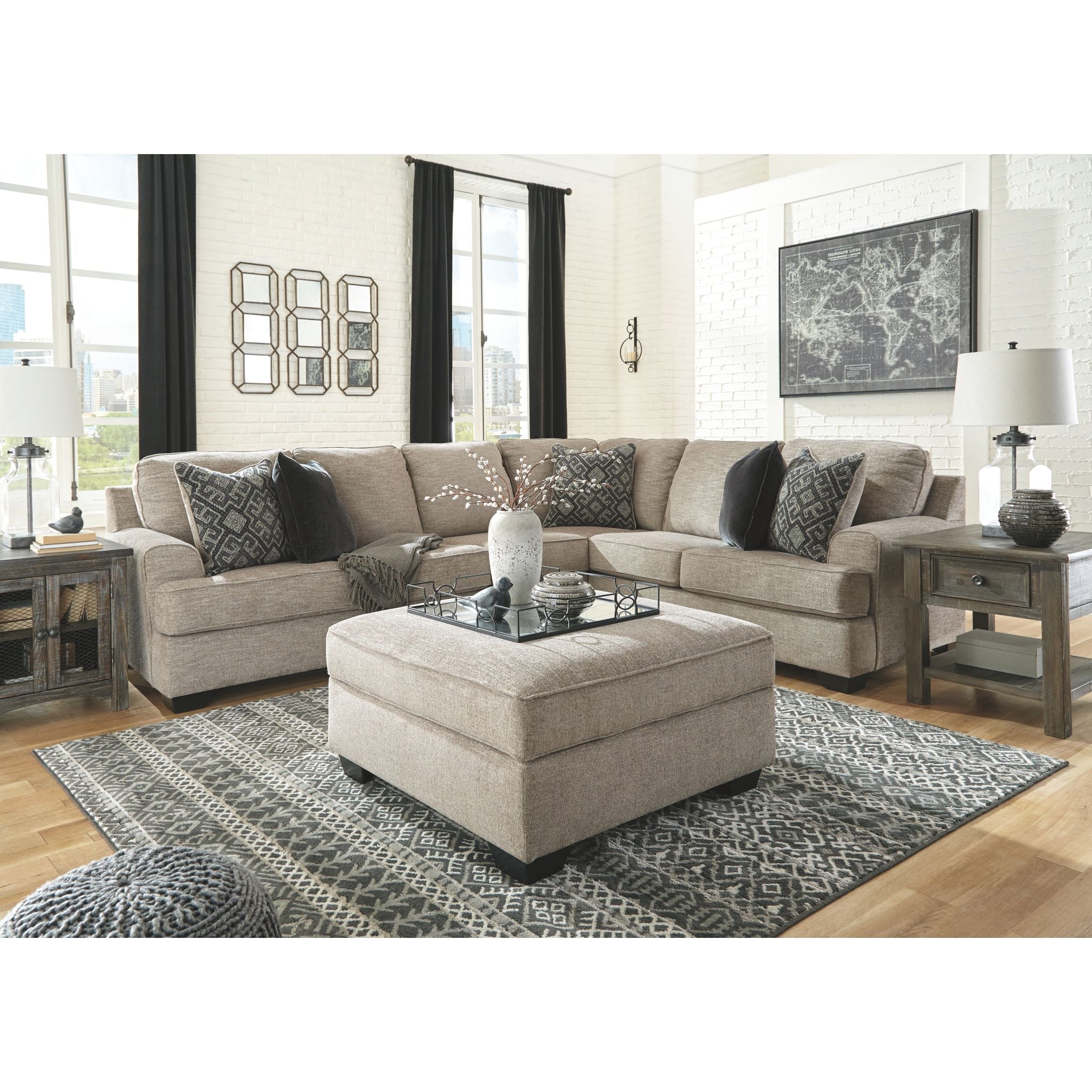 Bavarian 3-Piece Sectional Sofa Set - Modern L-Shaped Couch with Chaise Lounge for Living Room, Family Room & Apartment | Comfortable Fabric Upholstery, Sturdy Frame | Perfect for Small Spaces & Home Theater