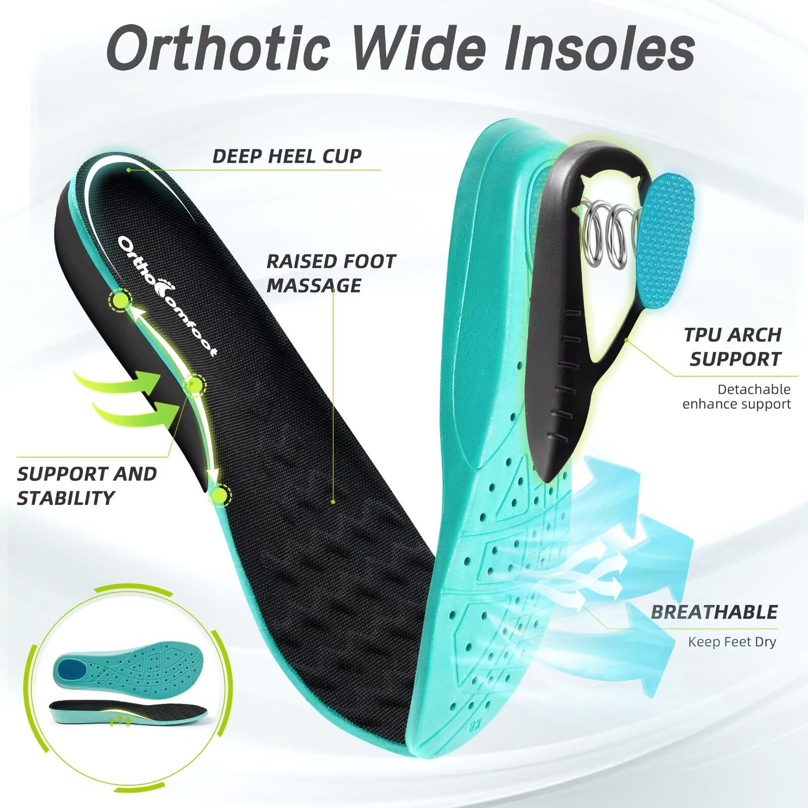 Men's Orthopedic Diabetic Wide Running Shoes with Arch Support - Plantar Fasciitis Relief Sneakers for Walking, Running & Work | Comfortable Swollen Foot & Heel Pain Solution for Casual & Sports Activities