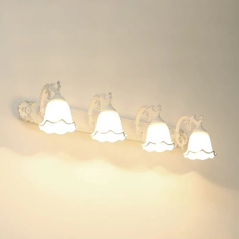 French Carving Glass Bathroom Wall Lights - Elegant Vanity Sconce for Modern Bathroom Decor | Perfect for Powder Room, Spa, and Master Bath Lighting