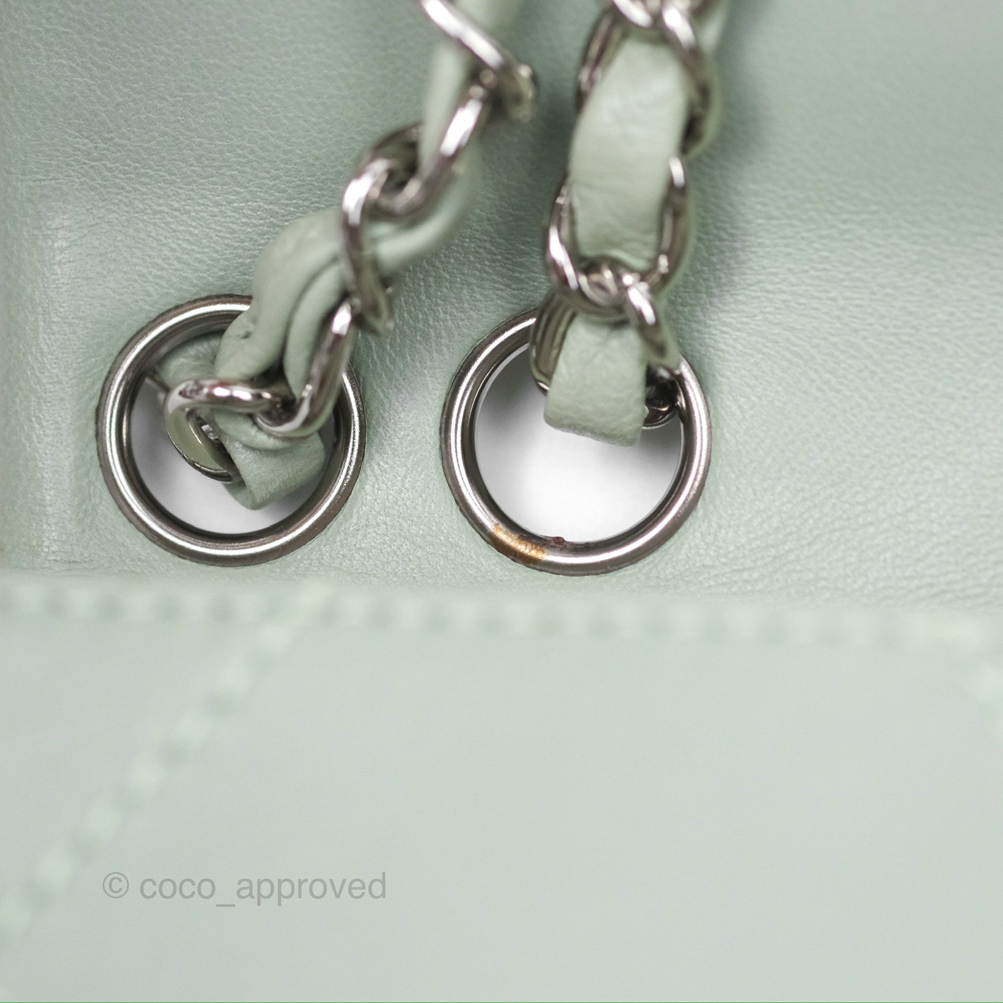 Chanel CC East West Flap Bag Genuine Lambskin Leather Mint Green with Silver Hardware - Luxury Crossbody Purse for Women, Perfect for Date Night & Special Occasions