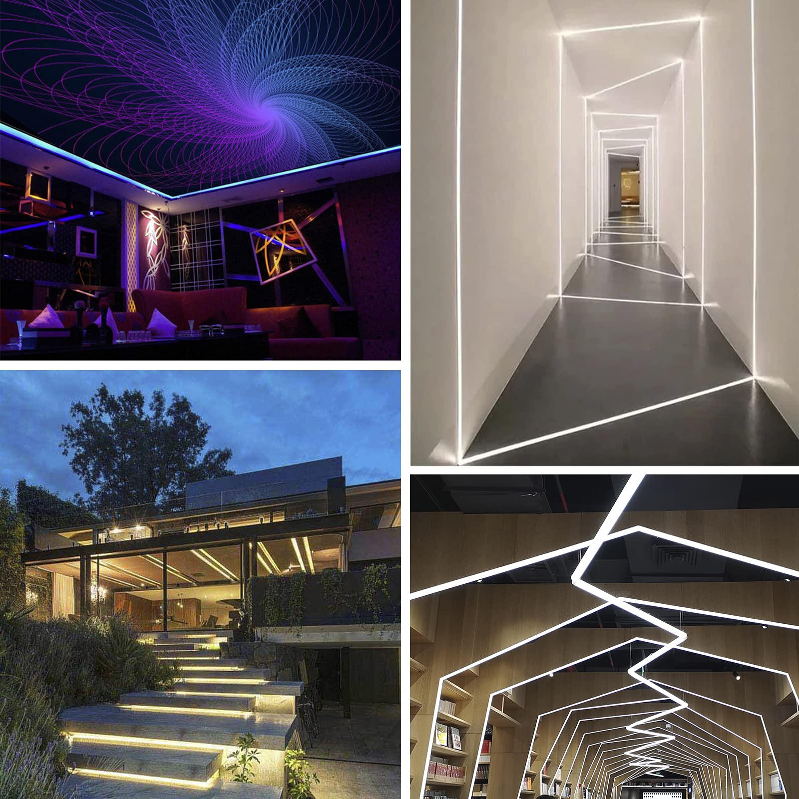 SENXINGYAN 8x1M LED Aluminum V-Shape Channel with Milky White Diffuser Cover, End Caps & Metal Mounting Clips - Silver (8×1M-U) - Perfect for Home, Office, and Commercial LED Strip Light Installation