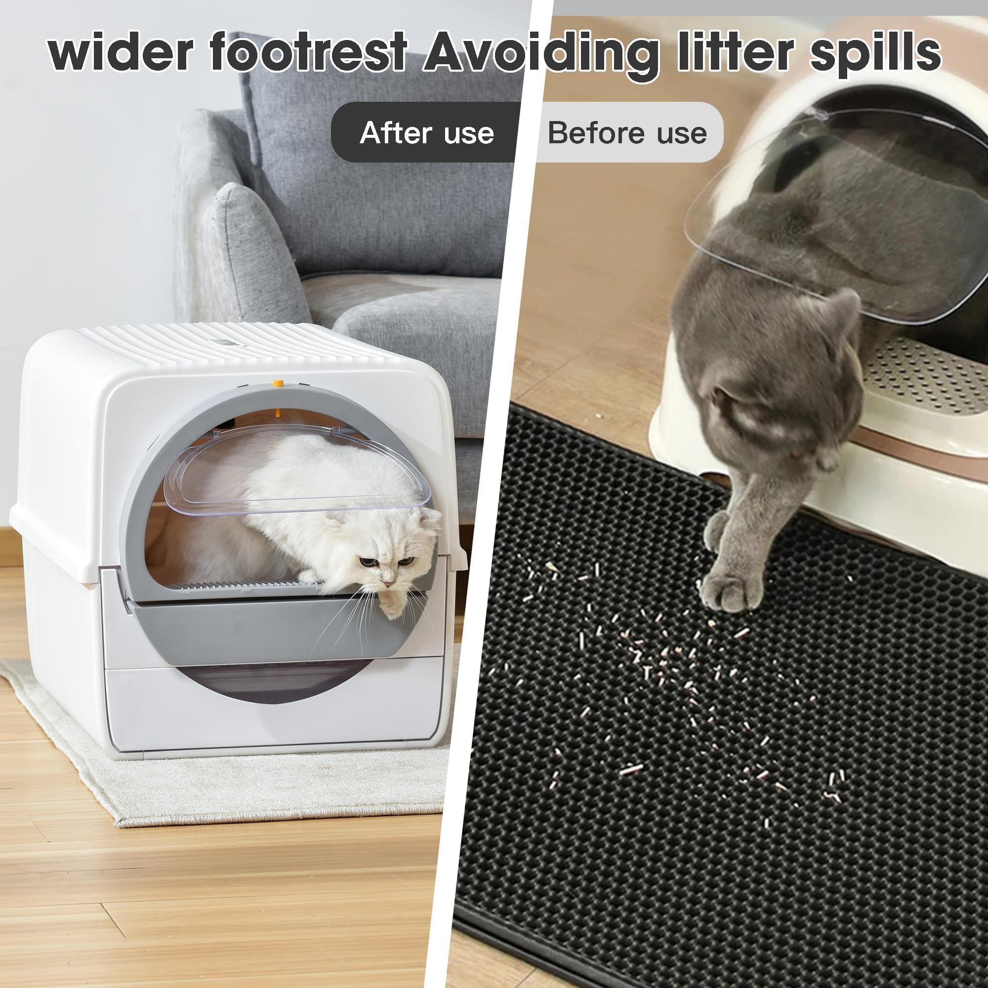 Large Self-Cleaning Cat Litter Box for Multiple Cats - Odor-Free Covered Litter Box with 4.4lb Cat Litter & Semi-Automatic Scoop for Easy Cleaning | Perfect for Multi-Cat Households & Hassle-Free Pet Care