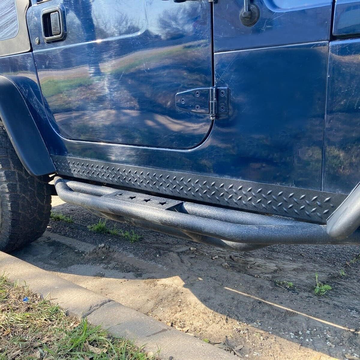 ECOTRIC Side Body Armor Rocker Panel for 1997-2006 Jeep TJ Wrangler | Replacement for 11650.05 | Diamond Plate Kit | Off-Road Protection & Style Upgrade