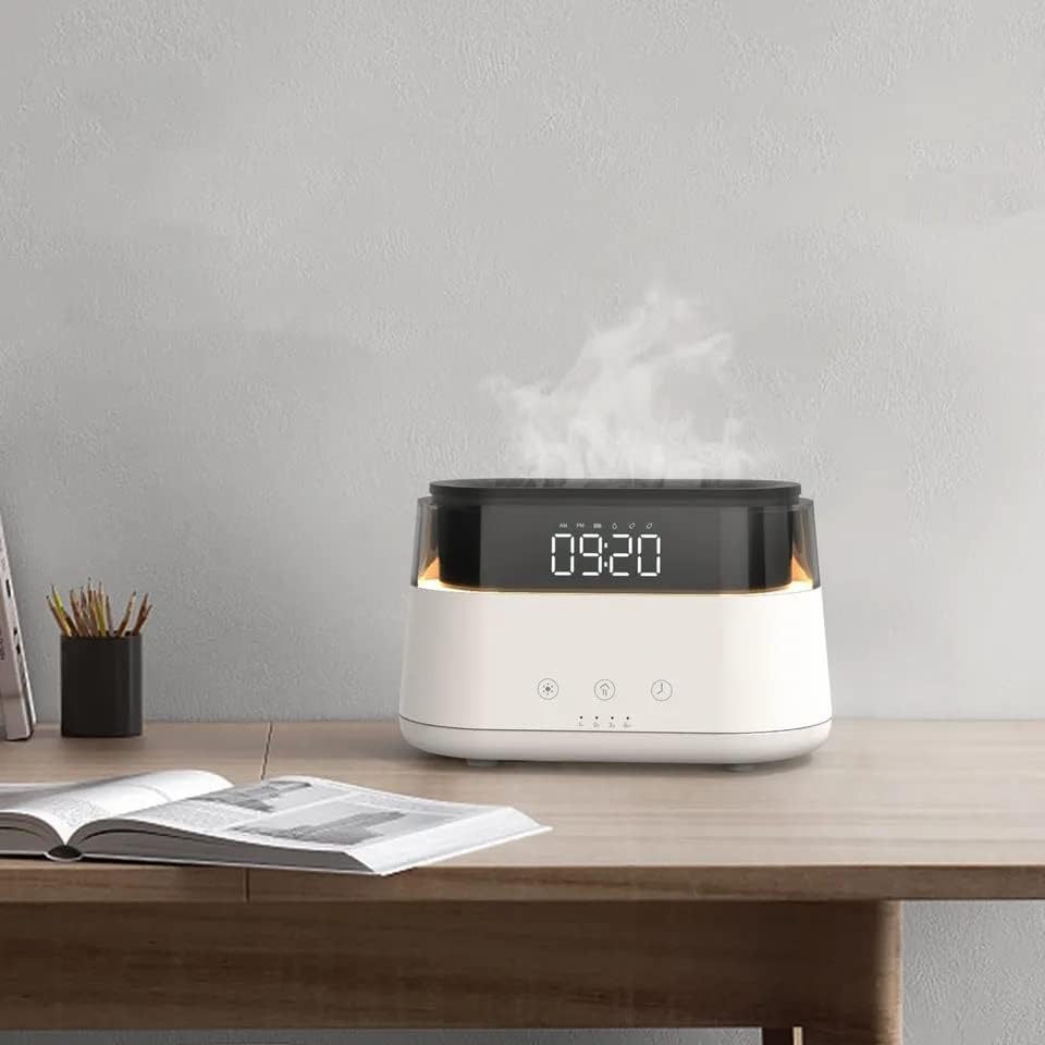 5-in-1 Multifunctional Alarm Clock with LED Display, Bluetooth Speaker, Wireless Charger & Essential Oil Diffuser - Perfect for Bedroom, Office, Travel and Gift Giving