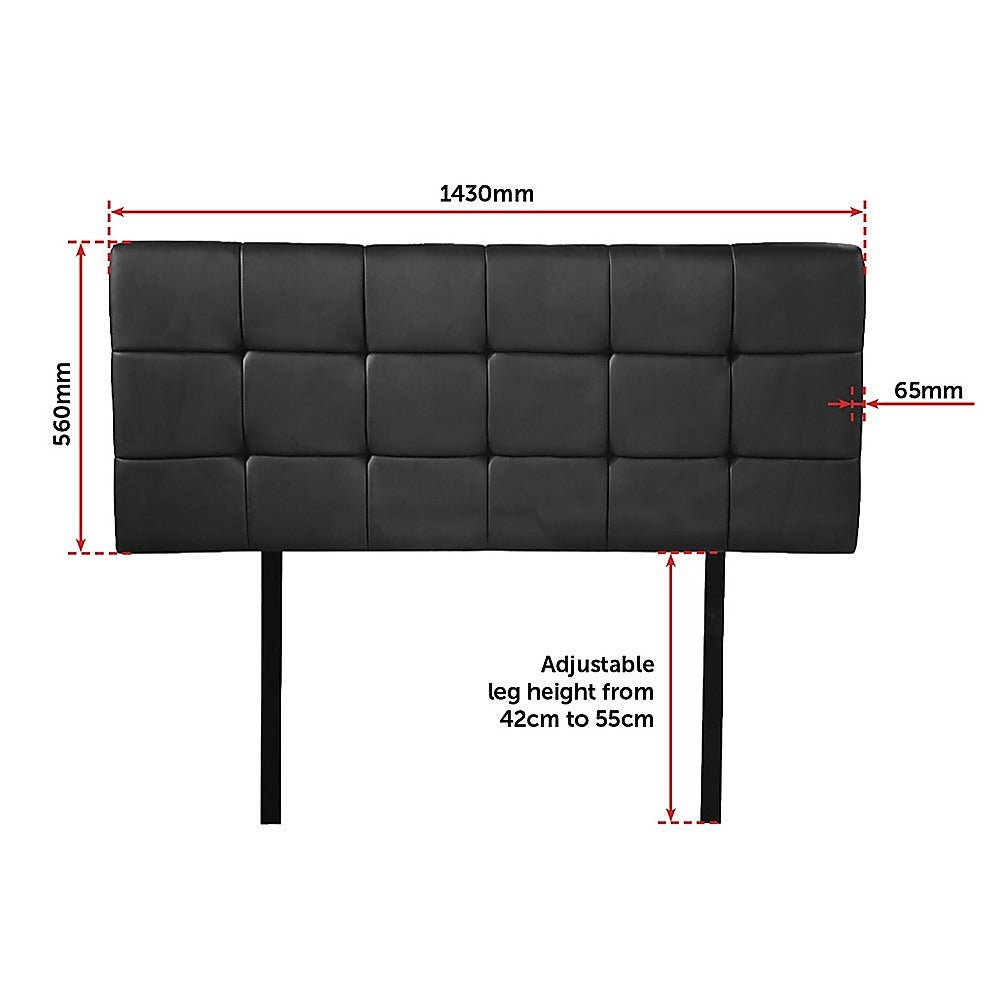 Double Size Deluxe Headboard Bedhead in Black - Elegant Bedroom Upgrade for Modern Homes & Guest Rooms