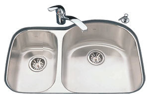 1 1/2 Bowl Undermount Kitchen Sink - Small Left Bowl, Stainless Steel, Model QDCU2031L/8 by Kindred | Perfect for Compact Kitchens, RV Campers & Small Space Remodeling