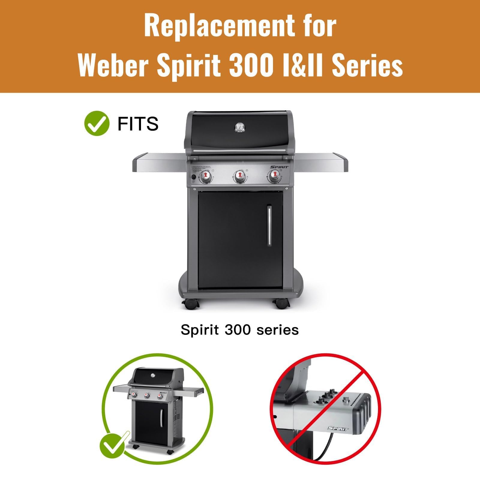 **15.3-Inch Flavorizer Bars for Weber Spirit & Spirit II 300 Series Grills – 5-Pack Porcelain-Enameled Replacement Parts – Perfect for Weber Spirit II E-310 (Front-Mounted Control) – Ideal for Grilling Burgers, Steaks & Vegetables**