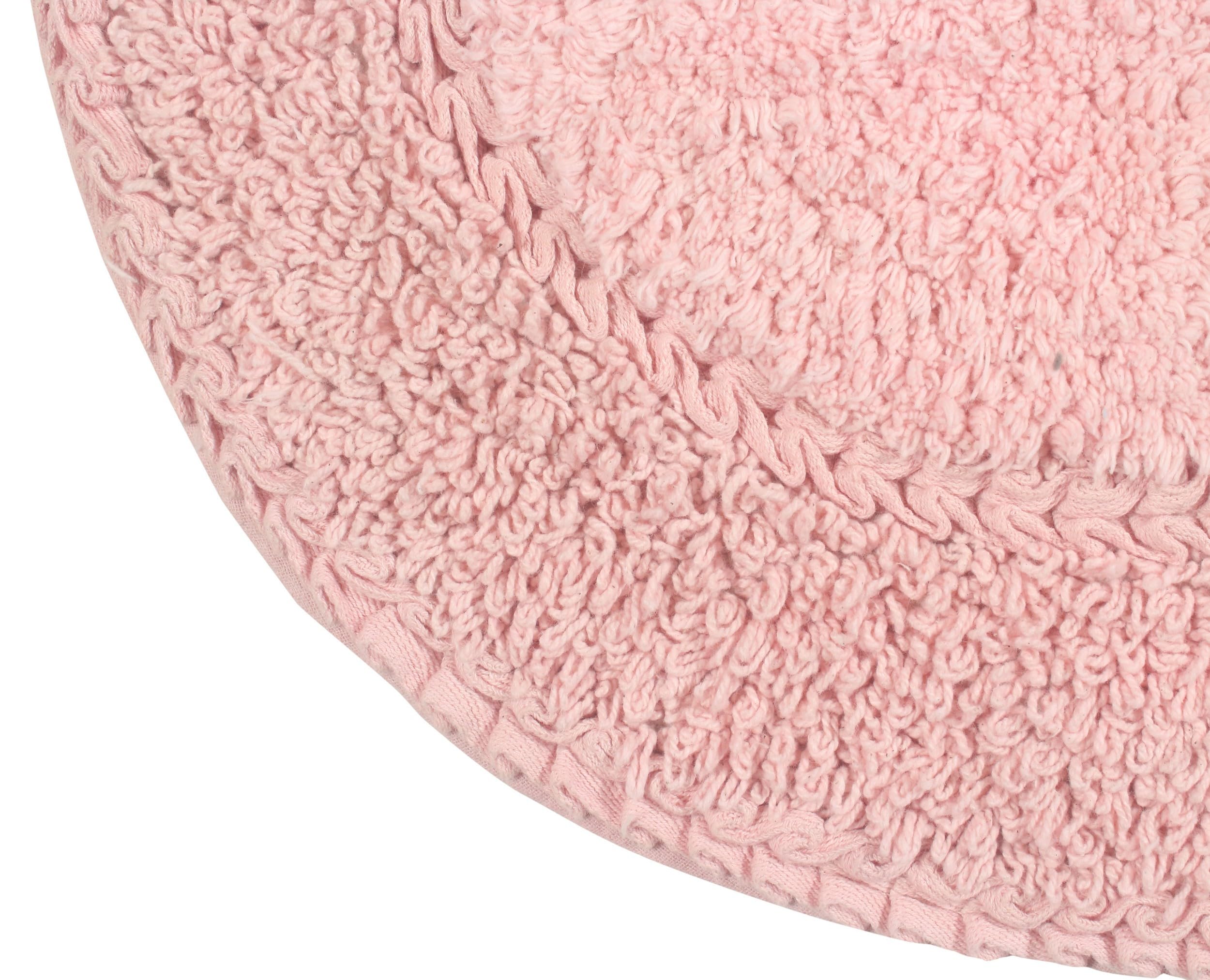 Home Weavers Double Ruffle Collection 100% Cotton Bathroom Rugs Set - Ultra Soft, Absorbent & Washable Non-Slip Bath Mat, Kitchen Floor Mat (5-Piece Set, Pink) for Bathroom Safety, Spa-Like Comfort & Stylish Home Decor