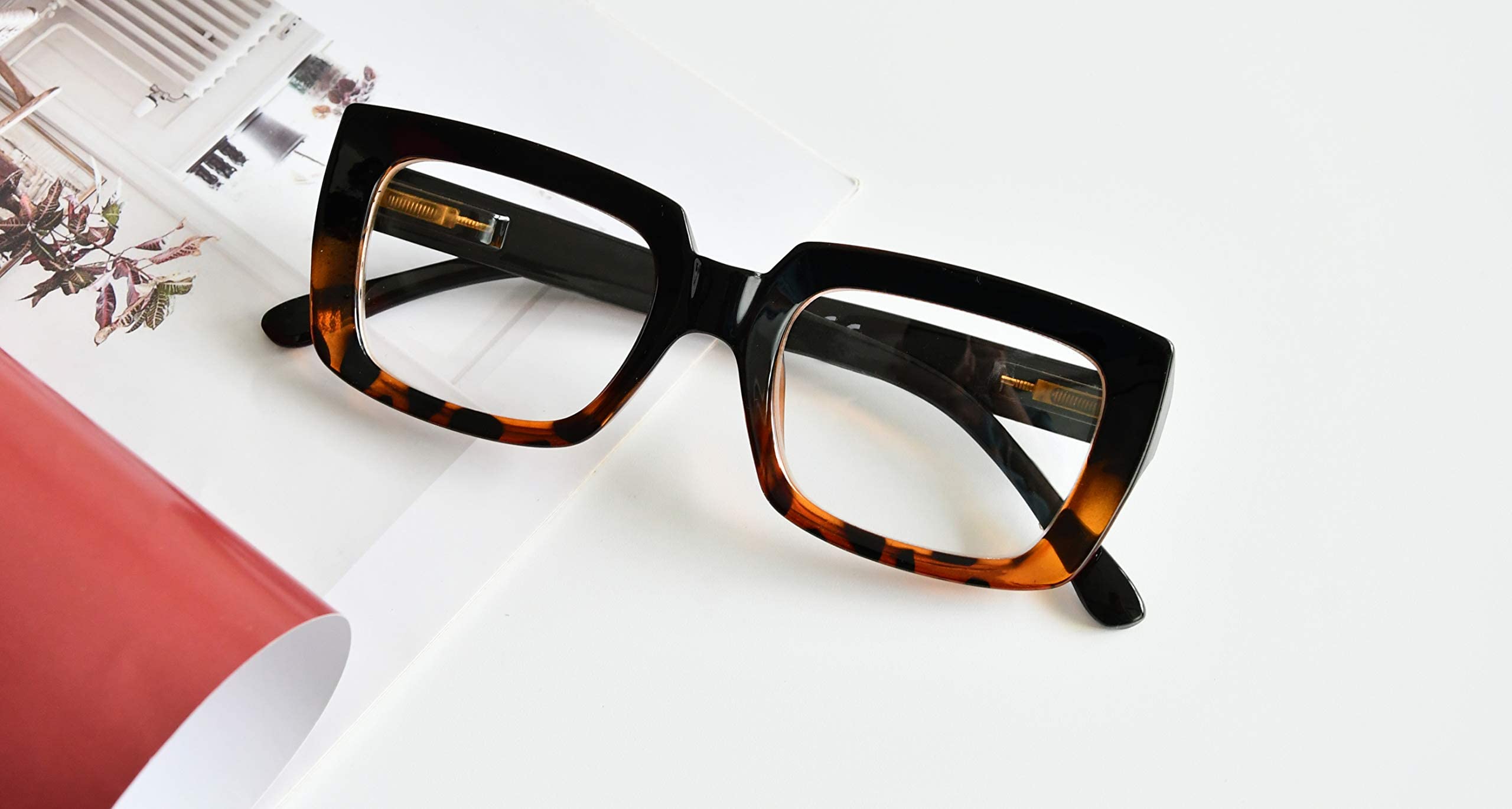 Eyekepper Stylish Reading Glasses for Women - Oversized Square Frame Readers Black/Tortoise +3.00 Magnification | Perfect for Reading, Working on Computer & Fashion Accessory