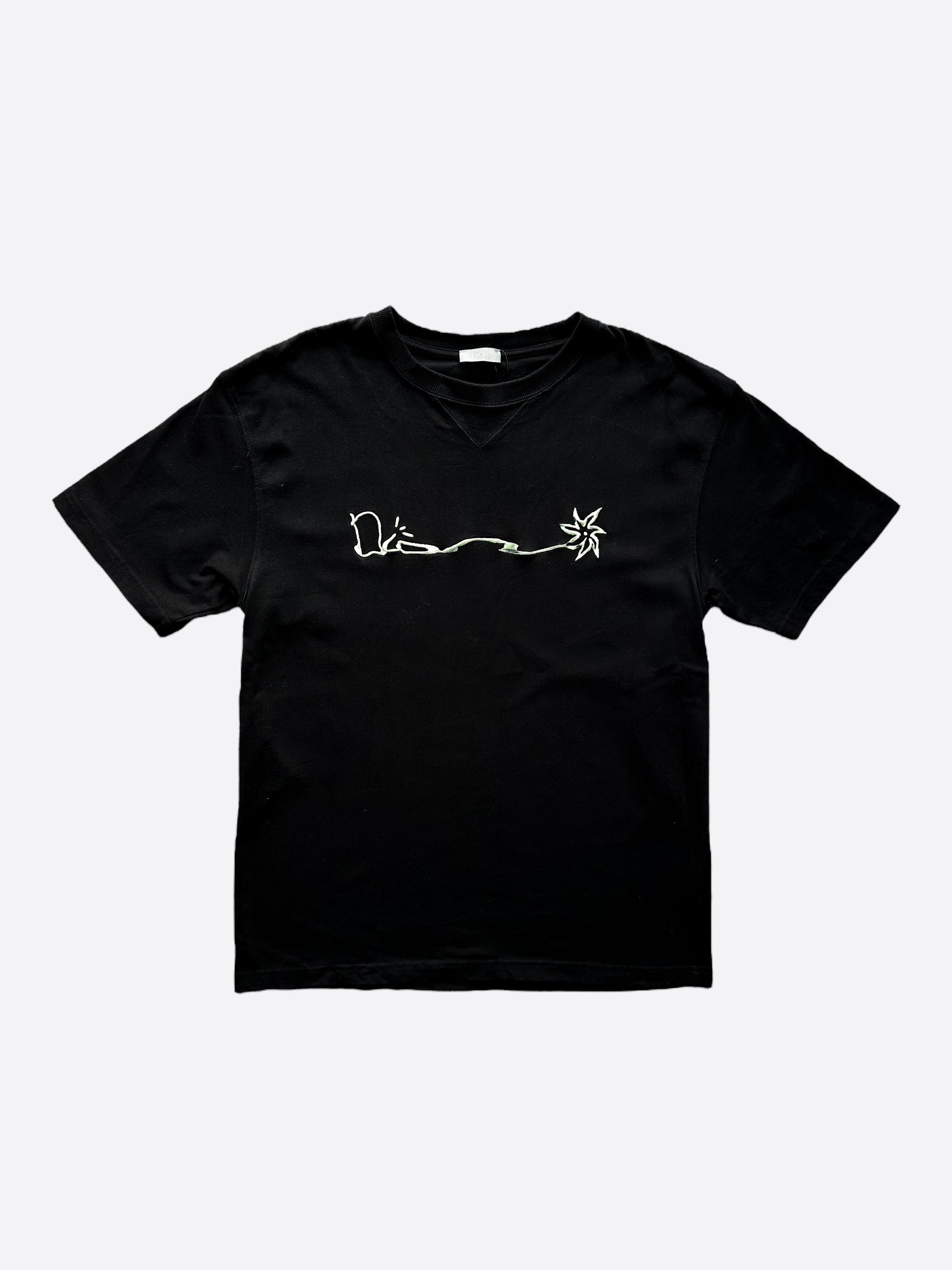 Dior Cactus Jack Black Embroidered Logo T-Shirt for Men - Luxury Streetwear Fashion Tee for Casual Wear & Hip Hop Style