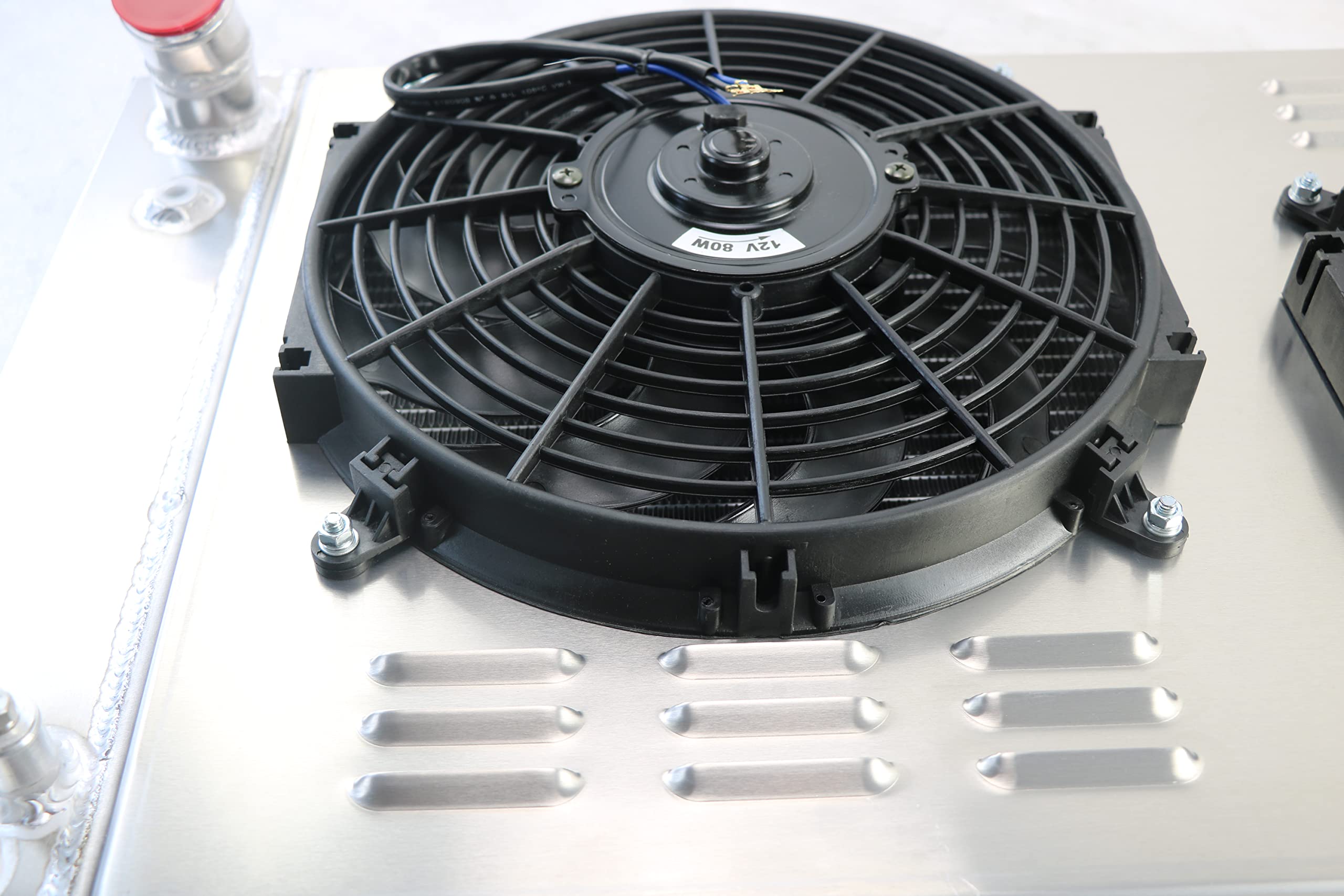 High-Performance Aluminum Radiator with Electric Fan Shroud & Thermostat Kit for Chevy C/K/G/P Series (1967-1972) - Compatible with C10, C20, C30, K10, K20, K30, Van, Blazer, Pickup, Suburban, GMC Jimmy - 3-Row Cooling Upgrade for Hot Weather & Heavy-Duty Towing