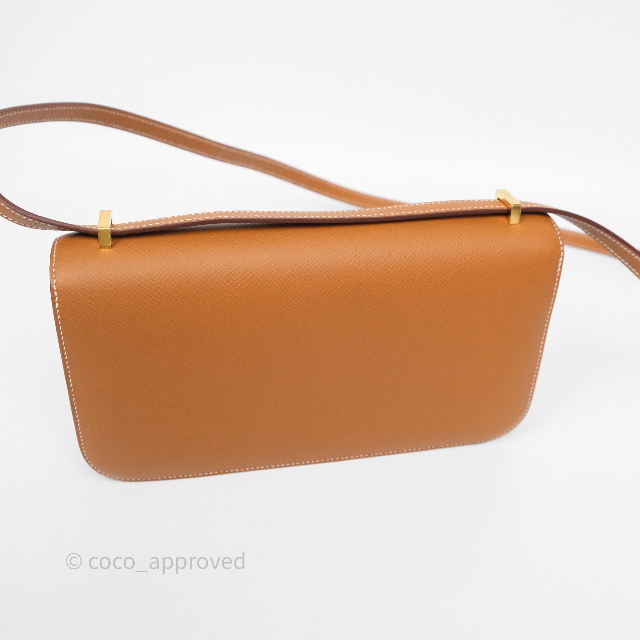 Authentic Hermès Constance Elan 37 Bag in Gold Epsom Leather with Gold Hardware - Luxury Designer Handbag for Women | Perfect for Evening Events, Parties & Special Occasions