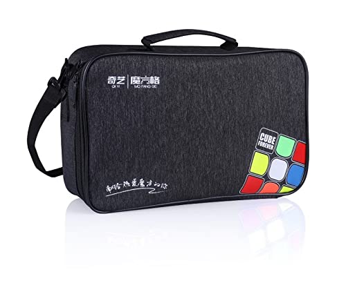 Professional Speed Cube Storage Bag with Individual Compartments for Timer, Cubes, Cup & Mat - Black Satchel Shoulder Carry Case for Competitions & Practice - Perfect for Rubik's Cube Enthusiasts & Speedcubers - by MRC