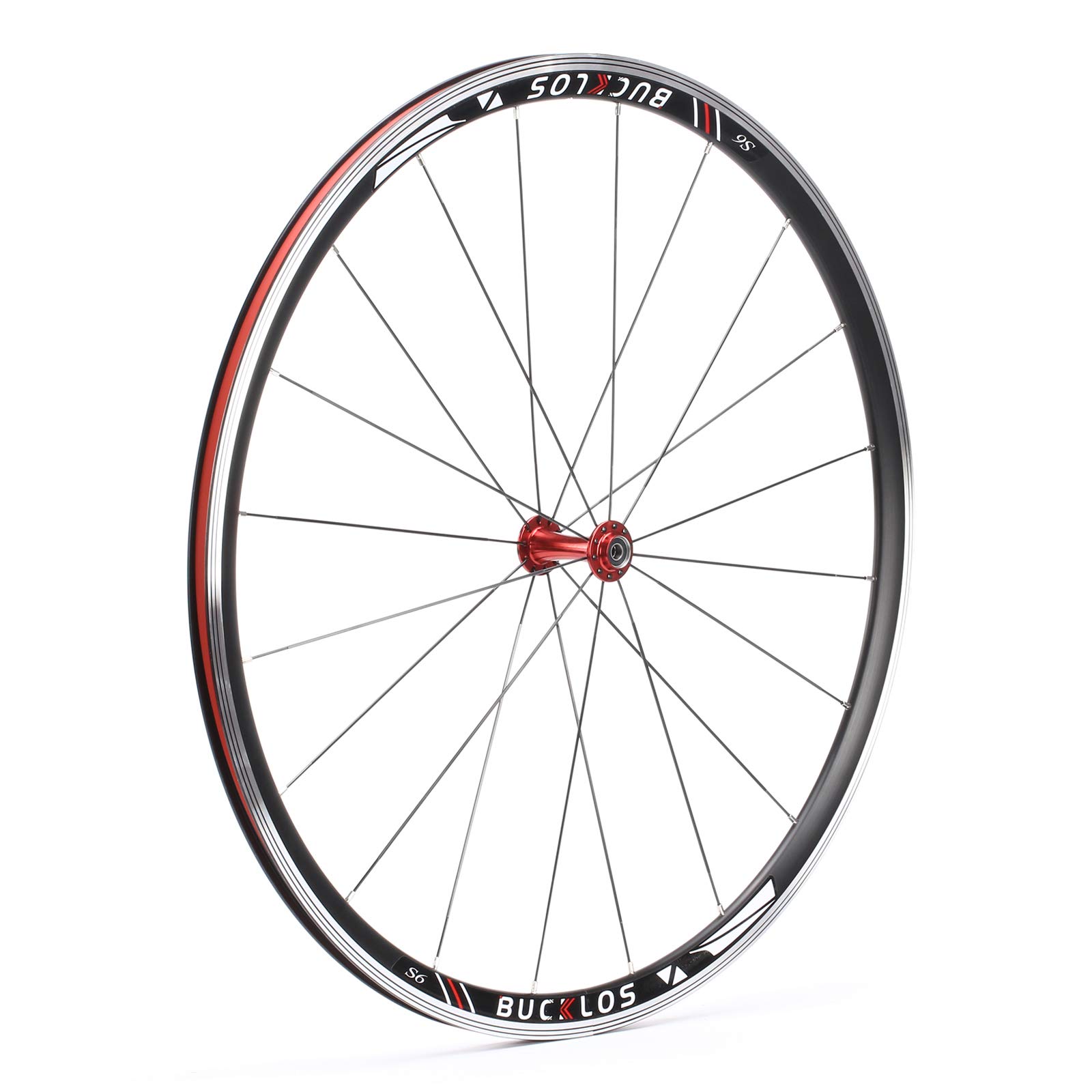 BUCKLOS 700c Road Bike Wheelset - Aluminum Alloy QR Wheels with V-Brake Clincher, Double Wall Flat Spokes for 7-11 Speed Bicycles - 30mm Rims & Hub - Perfect for Commuting, Racing & Road Cycling