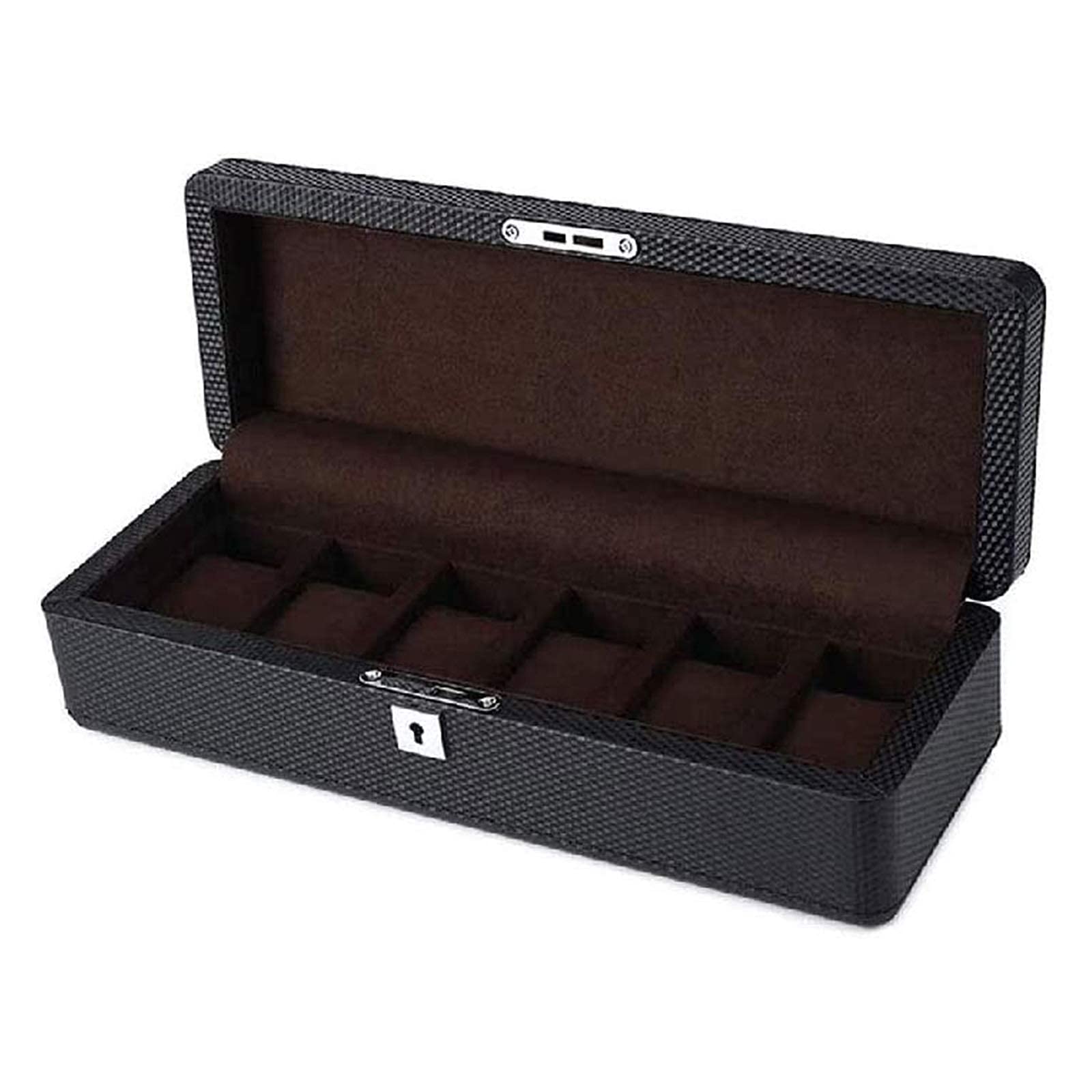6-Slot Leather Watch Box & Jewelry Organizer - Glass Top Jewelry Storage Case for Men & Women - Perfect for Travel, Gifts, and Home Display