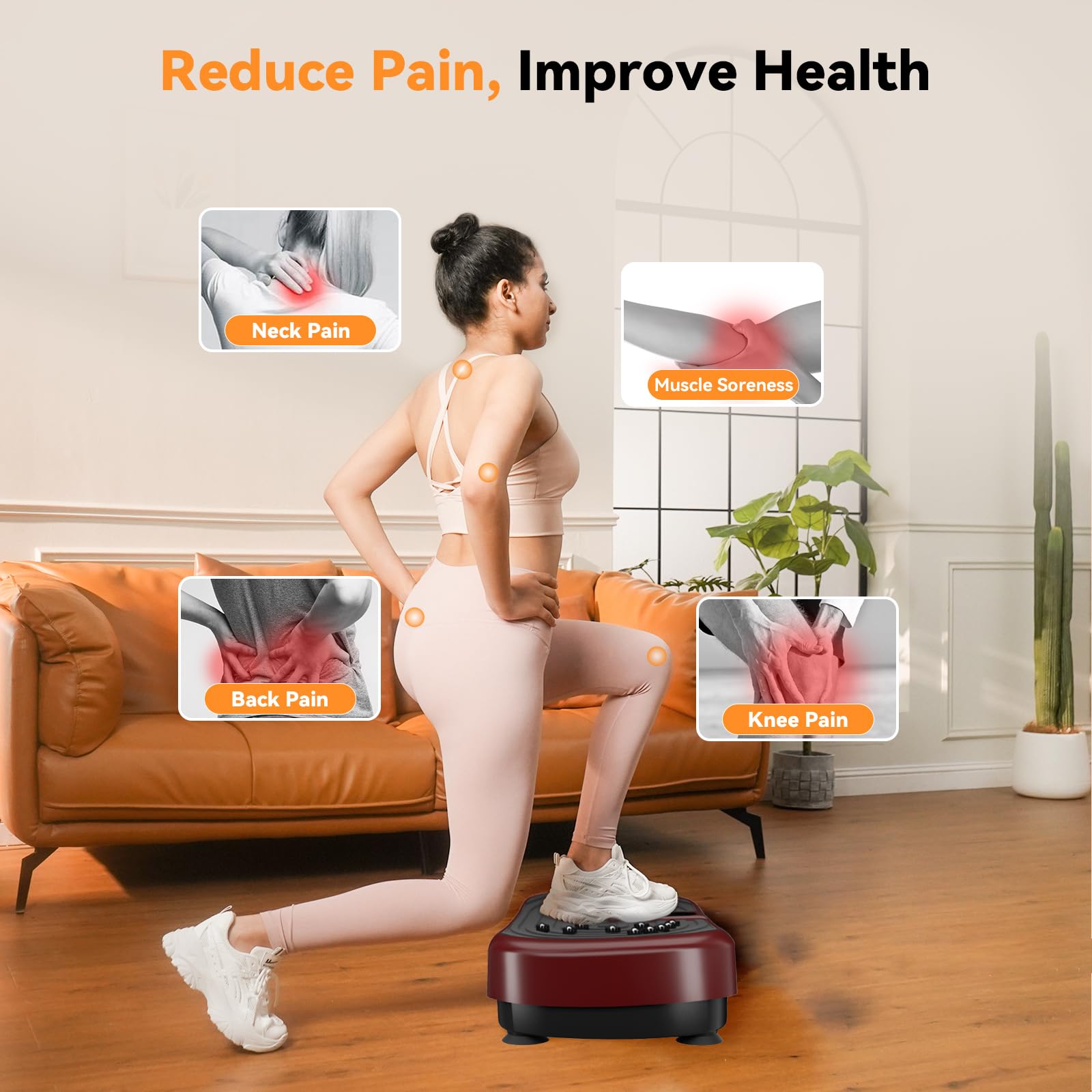 UCIN Vibration Plate Exercise Machine for Weight Loss & Lymphatic Drainage - 330 Lbs Capacity Home Fitness Platform with Resistance Bands & Pilates Ball - Perfect for Home Workouts, Toning & Detox
