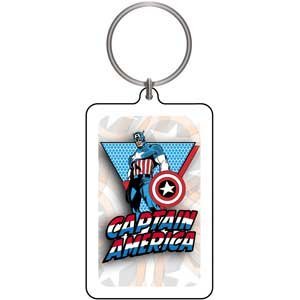 Captain America Marvel Comics Lucite Keychain - KA-E66 - Collectible Superhero Gift for Fans, Office Desk Decor, Backpack Accessory