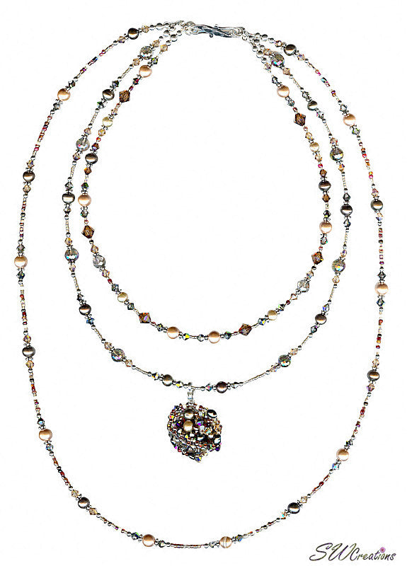 Earth Crystal Pearl Fusion Bead Art Necklace - Elegant Handmade Jewelry for Women, Boho Chic Accessory | Perfect for Weddings, Parties & Everyday Wear