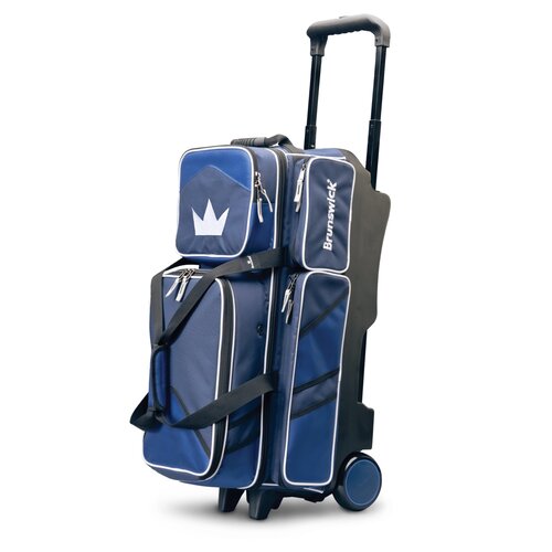 Brunswick Quest Triple Roller Blue Bowling Bag - Durable & Spacious for Bowling Balls, Shoes & Accessories | Perfect for League Play, Tournaments & Practice Sessions