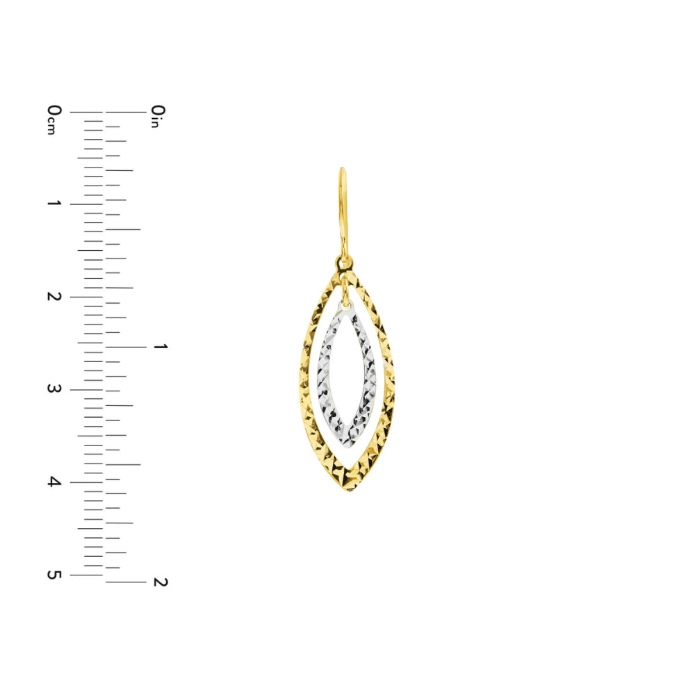 14K Gold Two-Tone Diamond Cut Wire Earrings for Women - Elegant Dangle Drop Earrings for Parties, Weddings & Everyday Wear