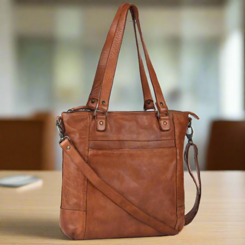 MET Two Handled Leather Sack Handbag - Premium Genuine Leather Tote Bag for Women, Fashionable Crossbody Purse with Dual Handles - Perfect for Work, Travel & Everyday Use
