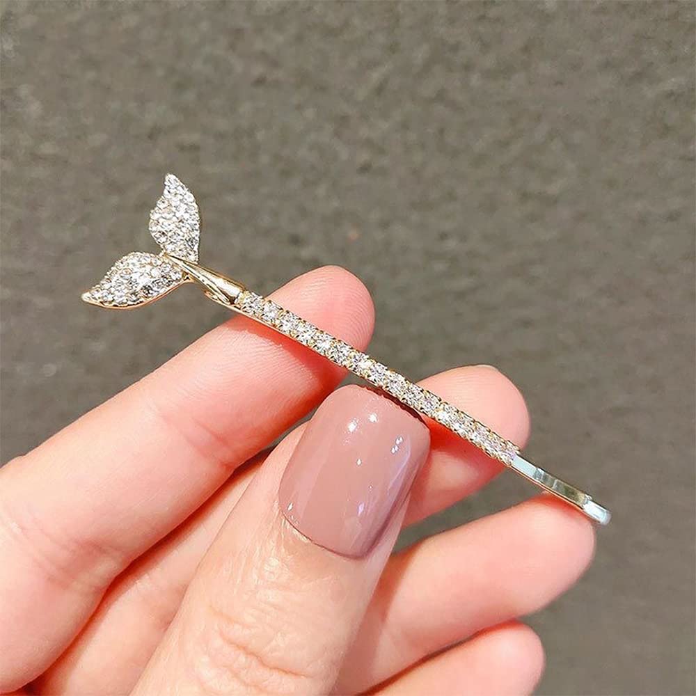 2Pcs Diamond Butterfly Hair Clips for Women - Elegant Duckbill & Fishtail Side Clips, Sparkly Bangs Hairpin, Headdress Accessories for Parties, Weddings & Daily Styling