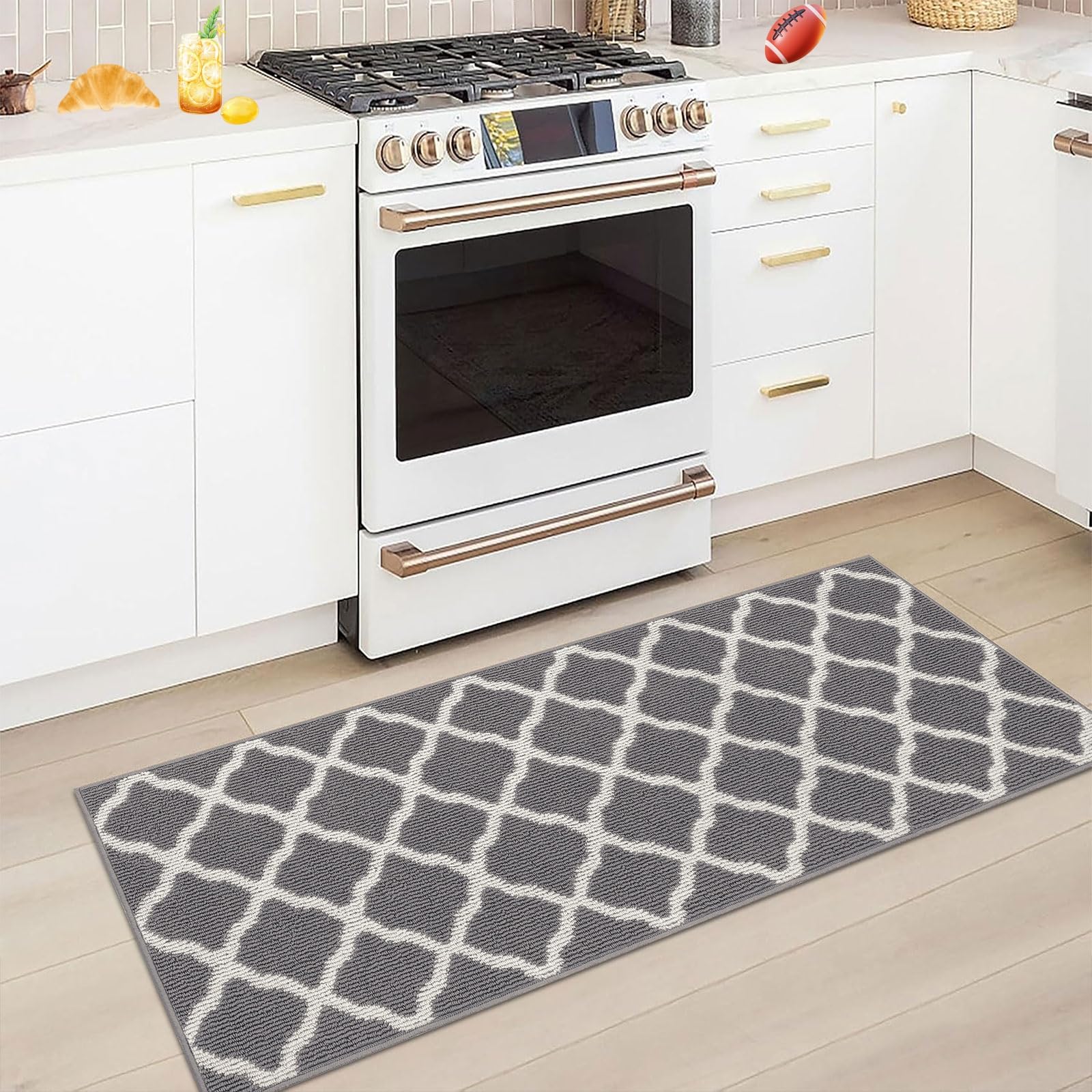 SHACOS 2x5 ft Washable Non-Slip Entryway Runner Rug with Rubber Backing - Dirt Trapping Floor Mat for Kitchen, Bedroom, Hallway, Laundry Room & Front Door (Light Gray) | Perfect for High Traffic Areas & Muddy Shoes