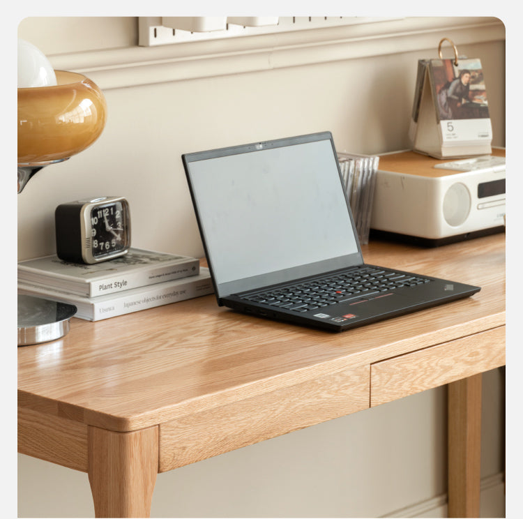 Premium Solid Oak Wood Office Desk - Modern Nordic Style Writing Table for Home & Workspace - Perfect for Remote Work, Study & Office Decor