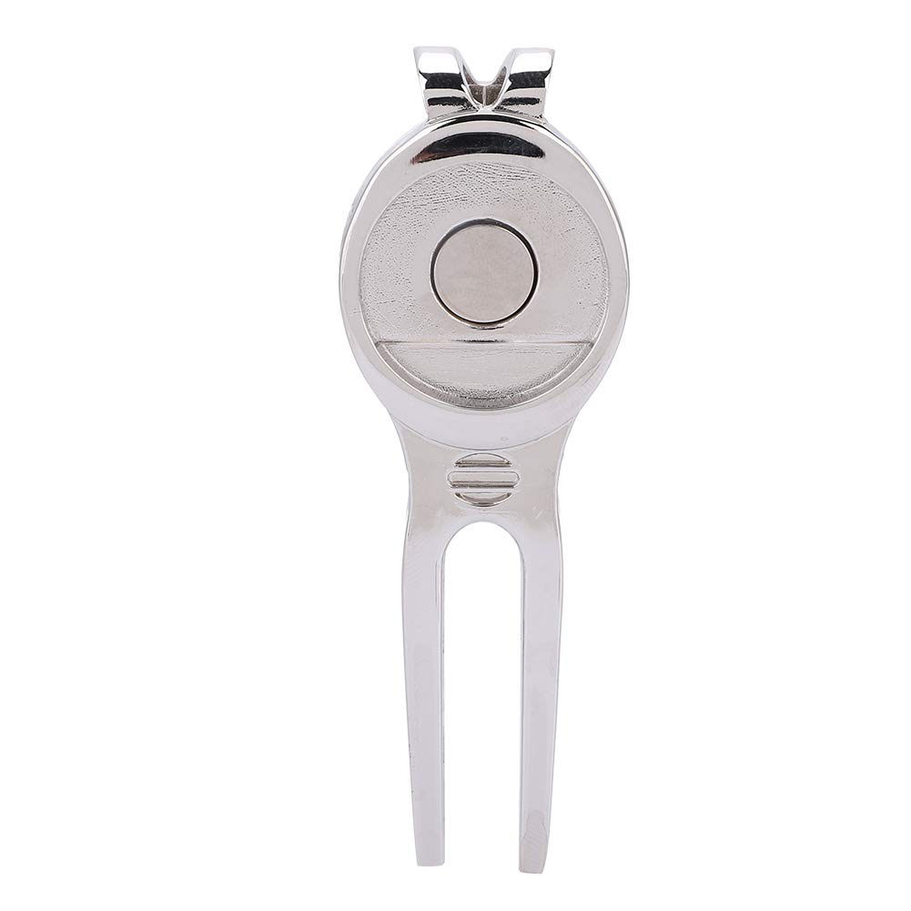 Premium Golf Divot Repair Tool with Magnetic Ball Marker - Durable Zinc Alloy Design (Silver D102) - Perfect for Golf Course Maintenance & Practice Sessions