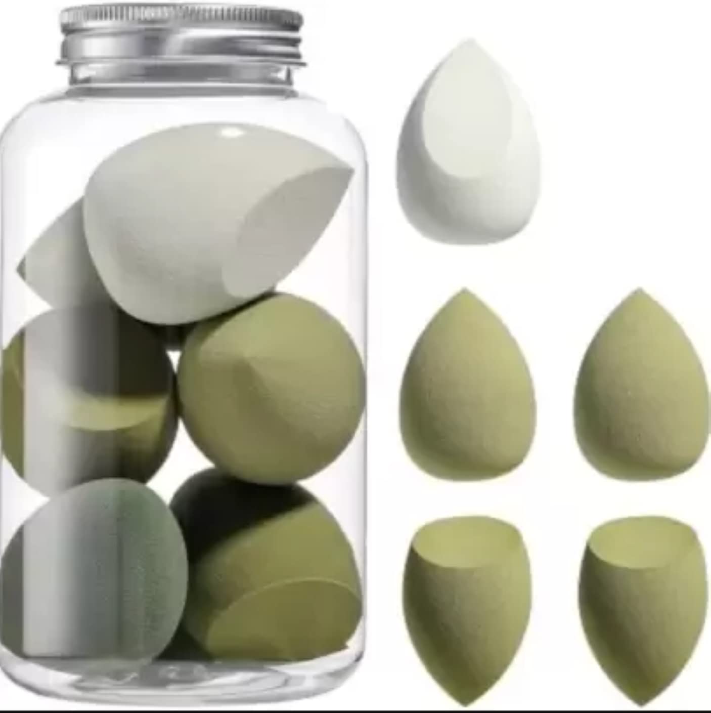 Feelhigh Cosmetics 5-Piece Blender Sponge Set with Jar Storage - Premium Makeup Beauty Blending Puff for Flawless Foundation Application | Perfect for Travel, Professional Makeup Artists & Everyday Use