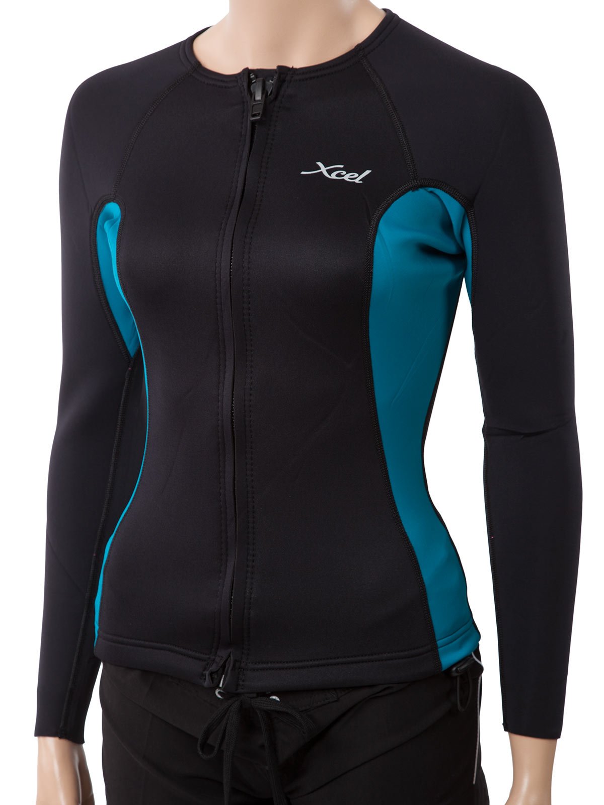 XCEL Women's Long Sleeve Front Zip Aqua Fitness Wetsuit Jacket - Perfect for Surfing, Swimming & Water Sports