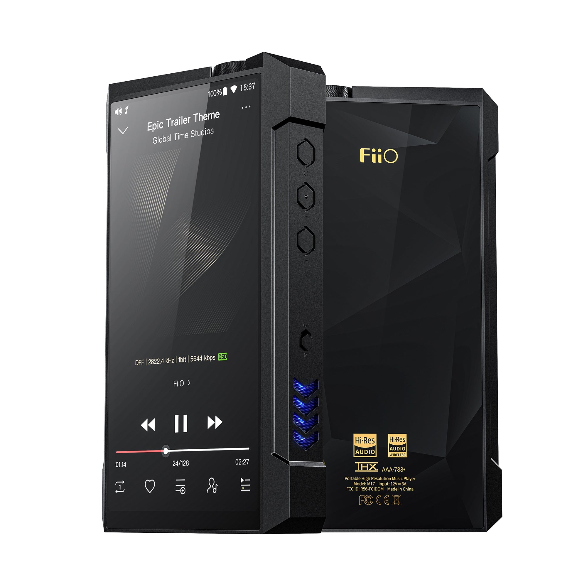 FiiO M17 Portable High-Resolution Audio Player - Lossless Music Player with Dual ES9038PRO DAC, 4.4mm Balanced Output - Perfect for Audiophiles, Travel & Home Listening