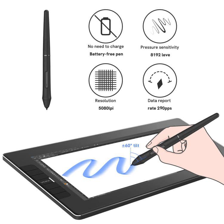 VEIKK VK1200 11.6 Inch Drawing Tablet with Screen - Full-Laminated Graphic Monitor, 8192 Pressure Levels, 6 Shortcut Keys, Battery-Free Stylus - Compatible with PC/Mac/Linux/Windows (120% sRGB) - Perfect for Digital Art, Animation, Photo Editing & Online Teaching