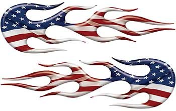 Vintage American Flag Flame Graphics Decals for Classic Cars & Trucks - Perfect for Hot Rods, Custom Vehicles & Auto Shows