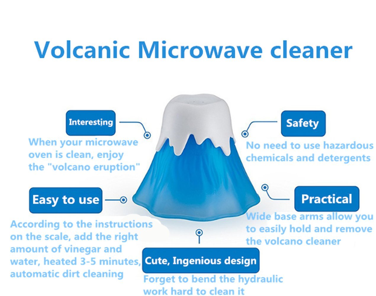 Erupting Volcano Microwave Oven Kitchen Cleaning Scrubber - Powerful Stain Remover for Home & Kitchen Appliances - Perfect for Cleaning Microwaves, Ovens, Stovetops and Cookware