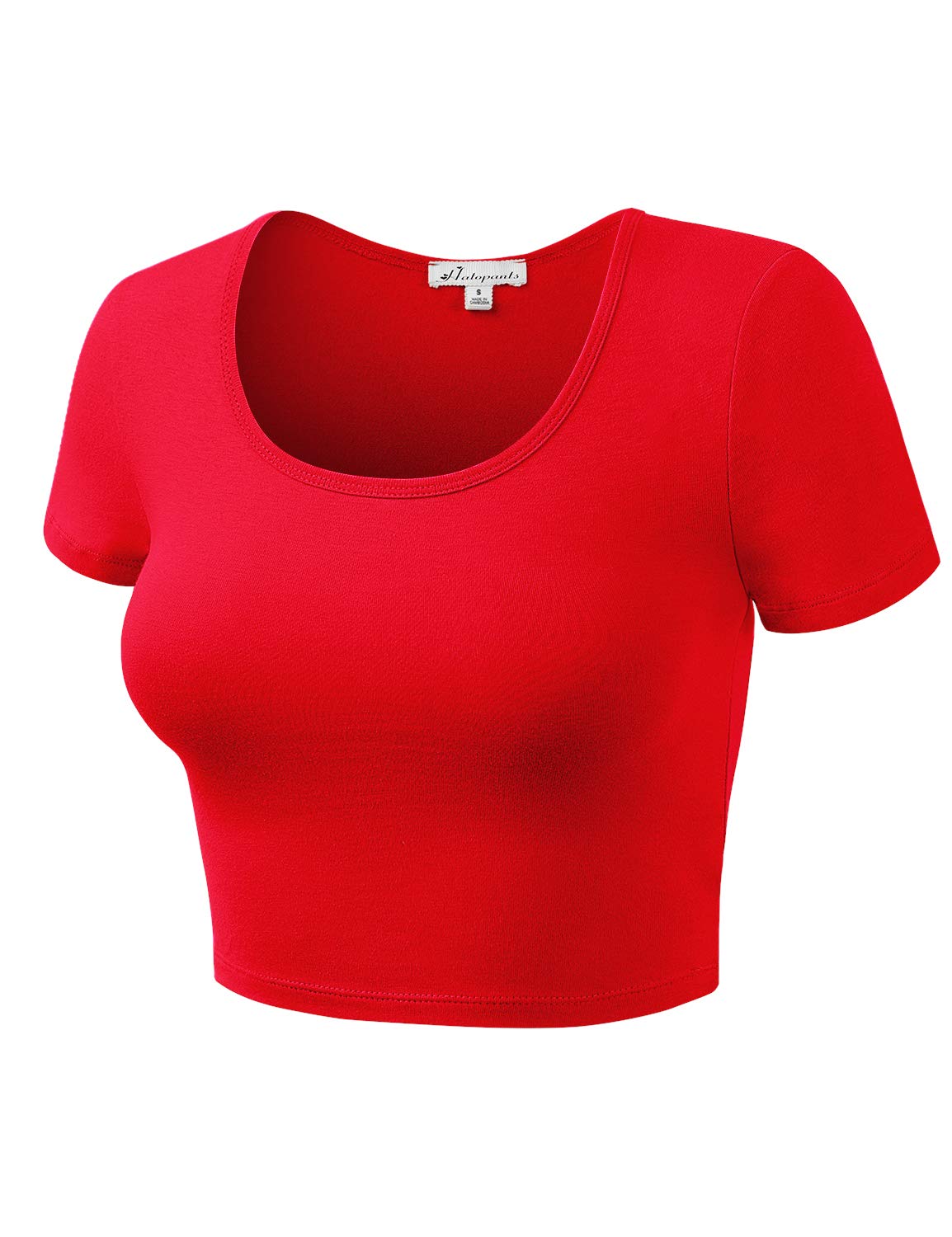 Women's Cotton Scoop Neck Crop Top - Short Sleeve Basic Casual Shirt for Summer, Beach, and Everyday Wear