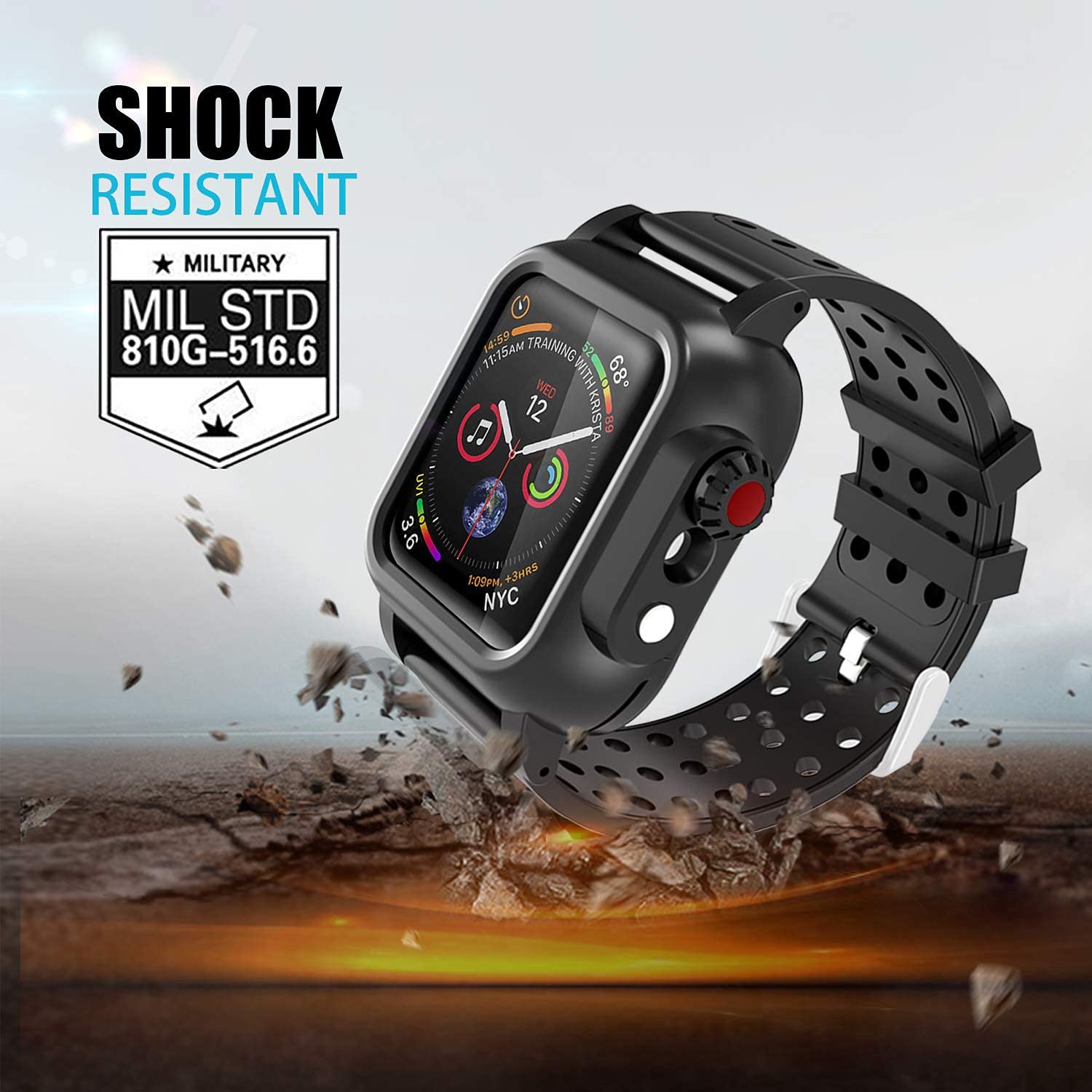 Waterproof Case for Apple Watch Series 3/2 (38mm) - Full Body Protection with Built-in Screen Protector | Shockproof, Scratch Resistant, Impact Proof | Perfect for Swimming, Running & Outdoor Activities