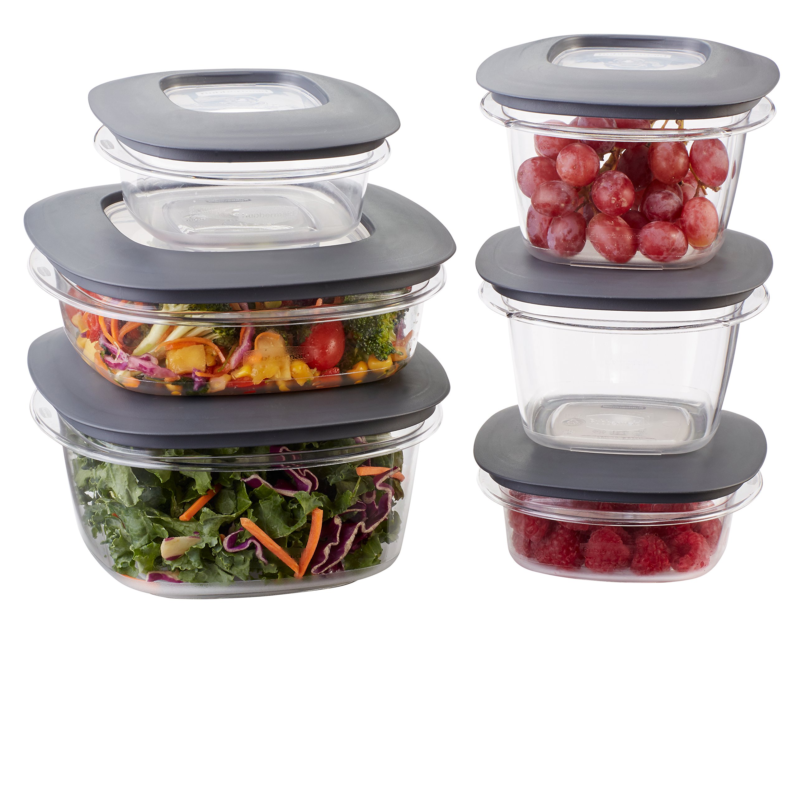 Rubbermaid Premier Easy Find Lids BPA-Free Meal Prep Containers - 6-Piece Set (12 Total) for Food Storage | Stain-Resistant, Airtight & Stackable | Perfect for Leftovers, Lunch Box & Kitchen Organization