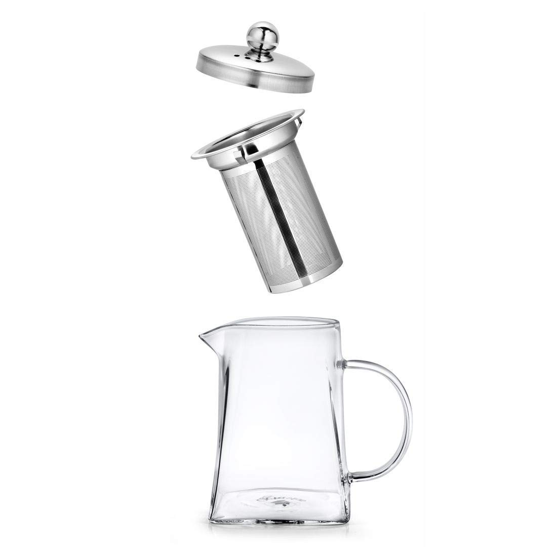 Premium Borosilicate Glass Pyramid Tea Pot with Removable Infuser & Lid - 720ml Heat-Resistant Teapot for Loose Leaf Tea | Perfect for Green Tea, Herbal Tea & Iced Tea | Ideal for 4 Cups | Elegant Home & Office Tea Brewing Accessory