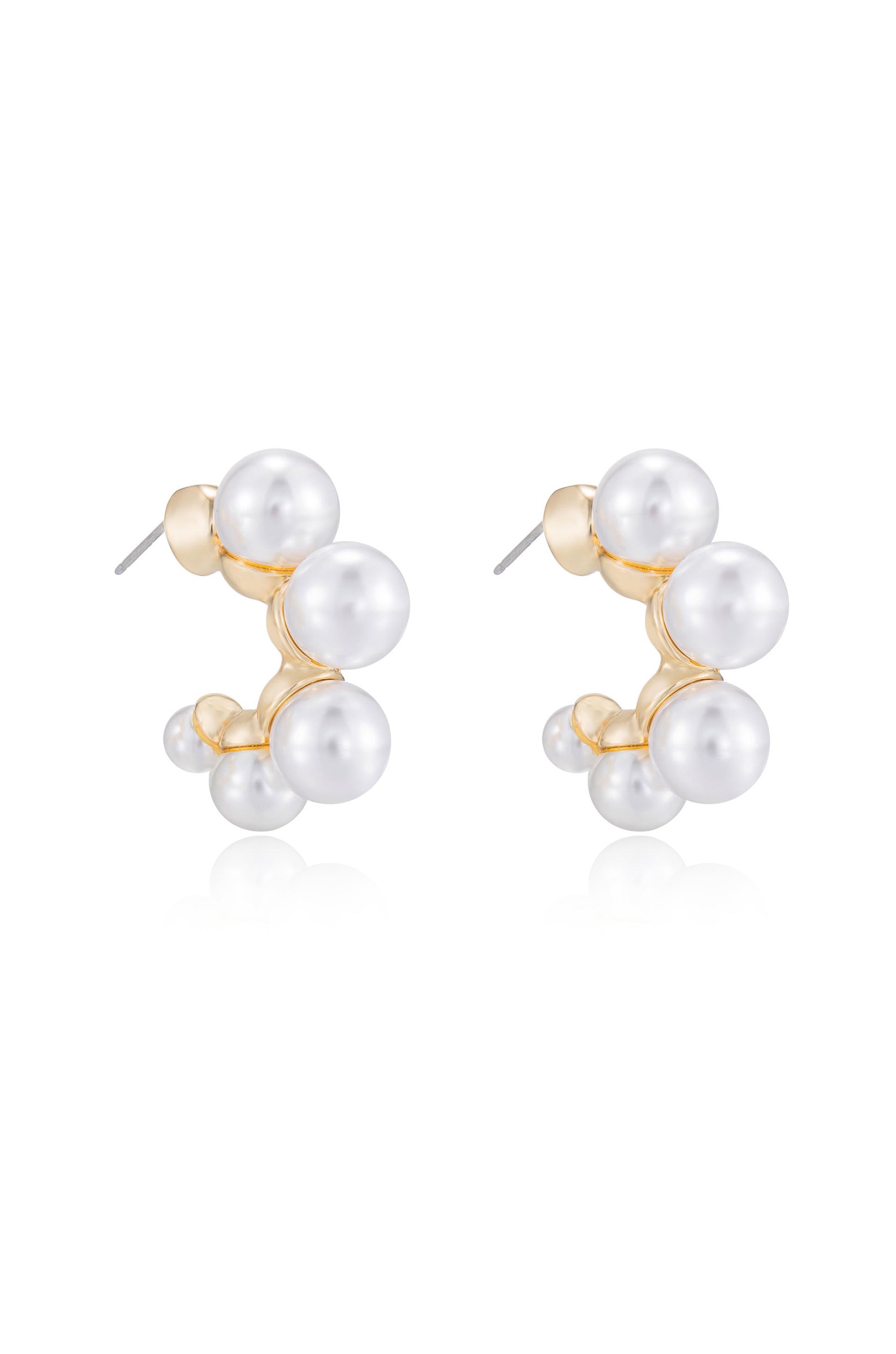 Five Pearls Hoop Earrings - Elegant Dangle Earrings for Women, 925 Sterling Silver Pearl Jewelry | Perfect for Weddings, Parties & Everyday Wear