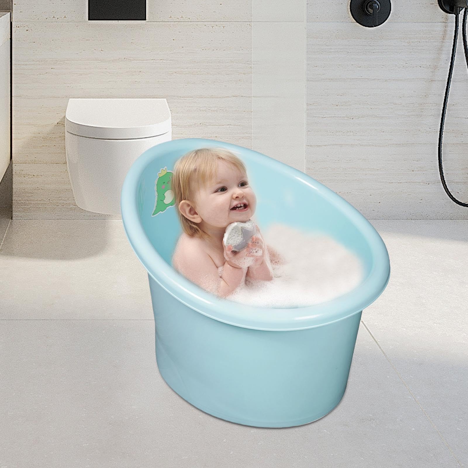 Portable Insulated Toddler Travel Bathtub - Ergonomic Non-Slip Baby Bath Tub for Comfortable Bathing at Home & On The Go | Perfect for Travel, Camping & Small Spaces