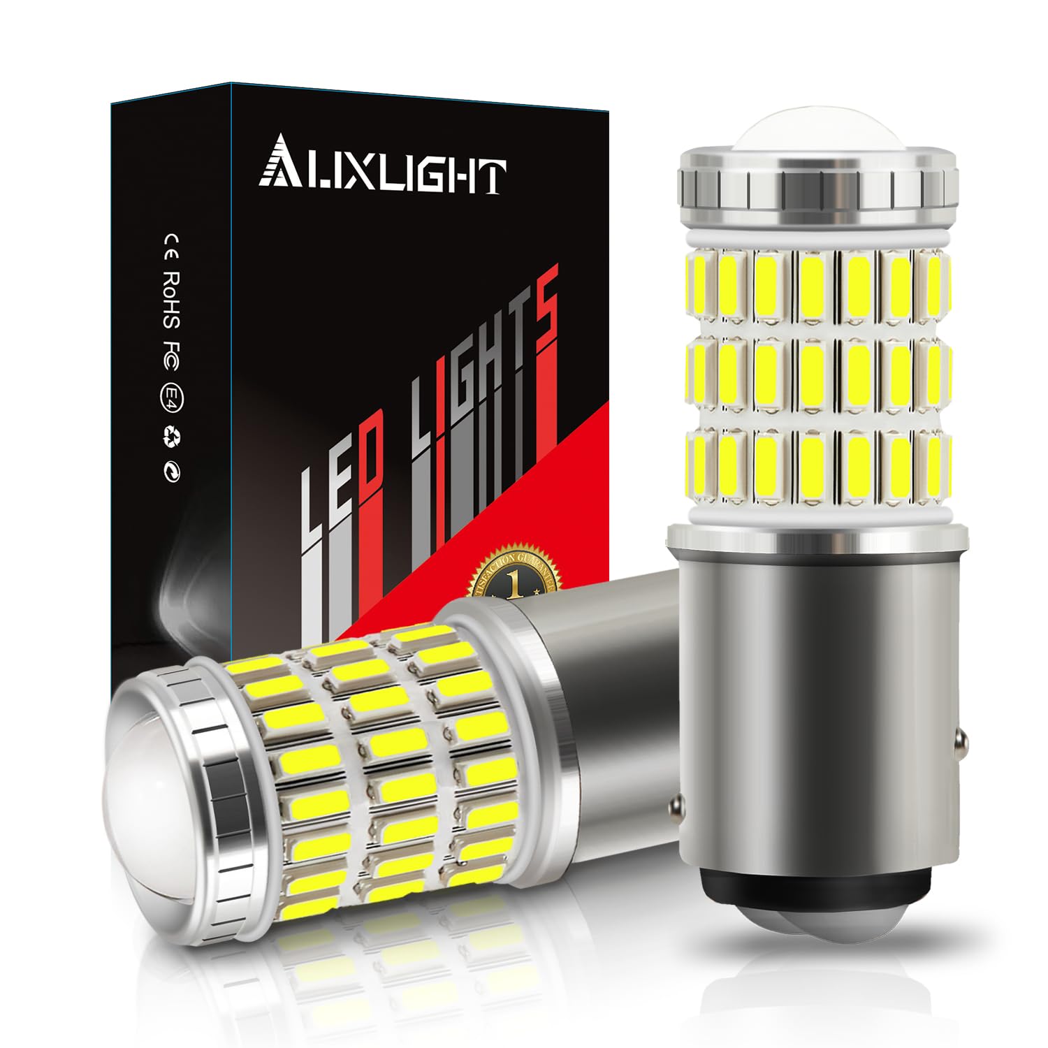 AUXLIGHT 2057 1157 2357 7528 2057A 1157A LED Bulbs - Xenon White, Ultra Bright 60-SMD LED Replacement for Brake/Tail Lights, Turn Signals, Reverse Lights & Parking Lights (Pack of 2) - Perfect for Cars, Trucks, SUVs & Motorcycles