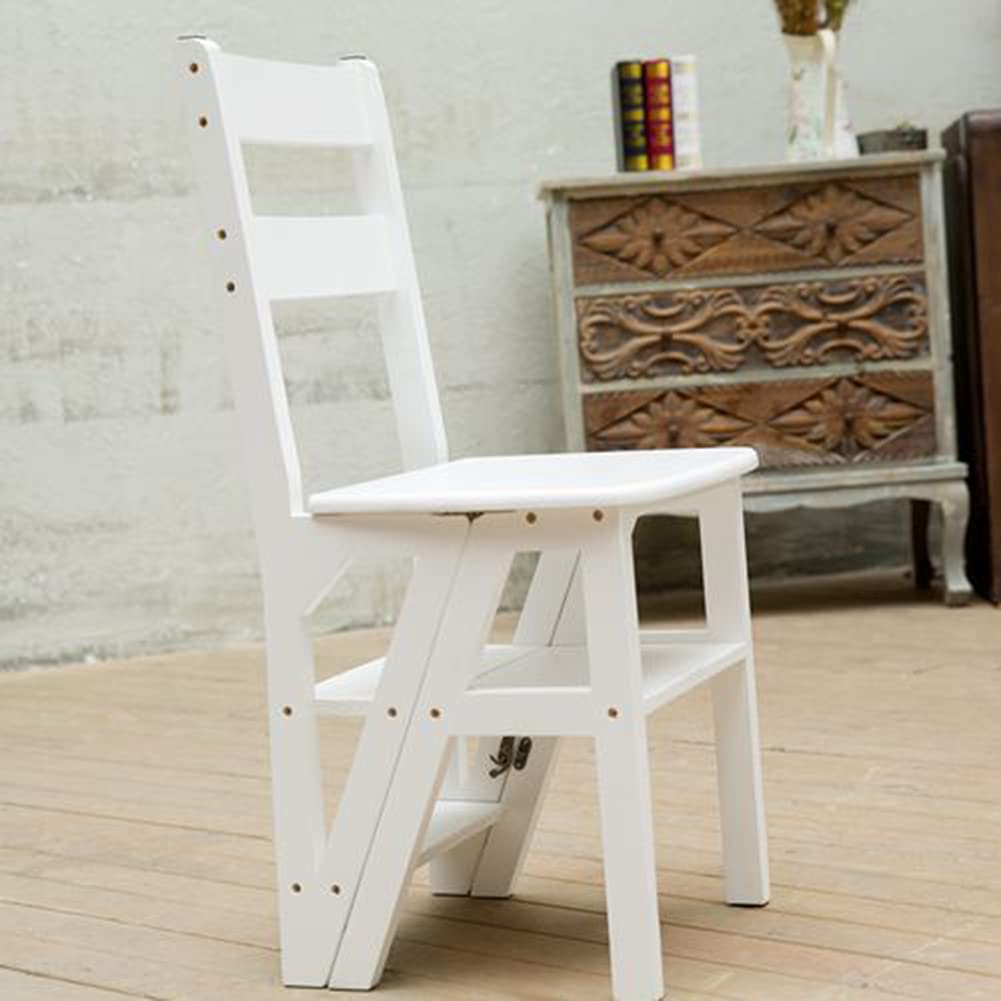 NEVKA Convertible Wooden Step Stool Ladder - Multifunctional Folding Stool for Kitchen, Office, Library | Space-Saving, Non-Slip Steps for Home Organization & Storage