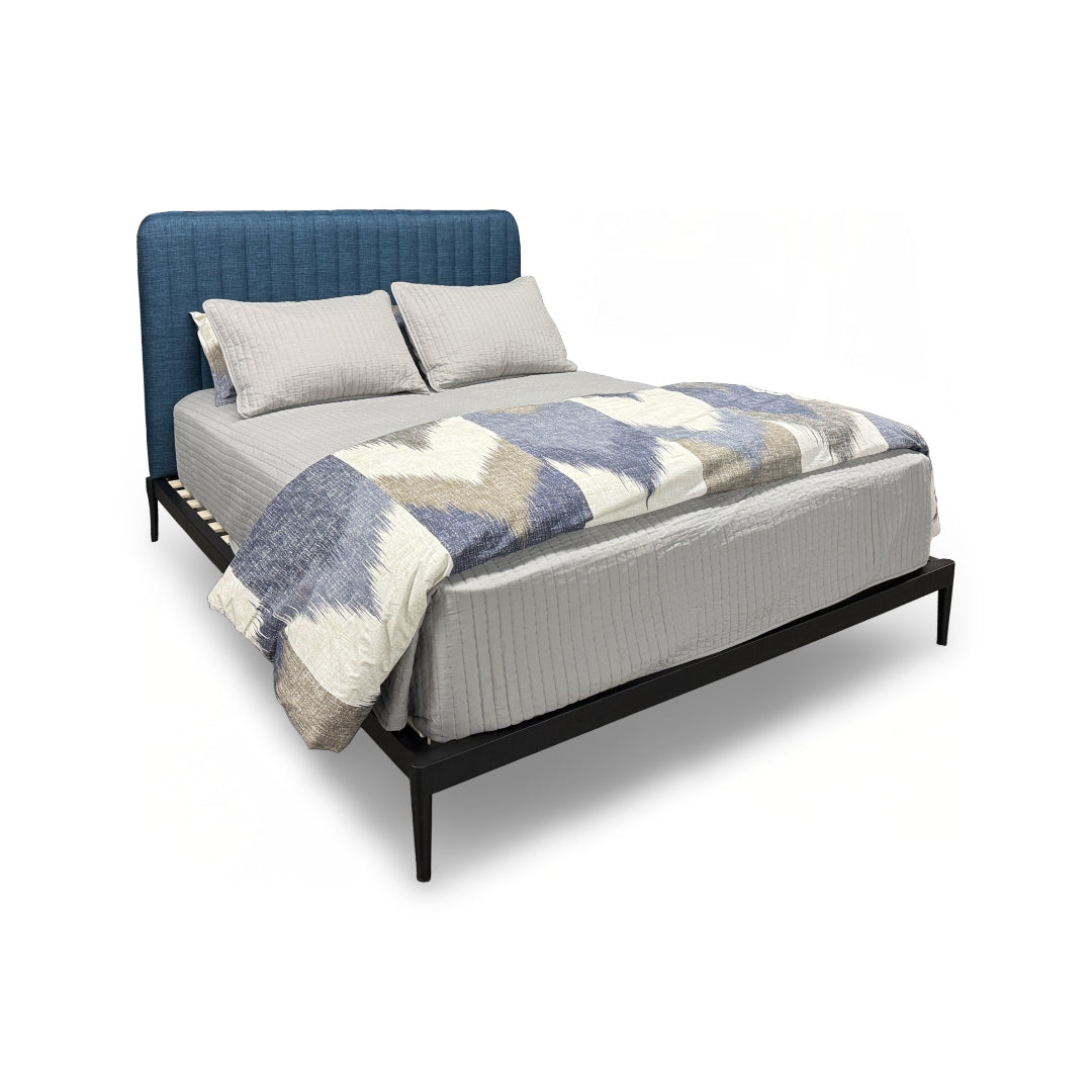 Mira Upholstered Queen Bed Frame with Button Tufted Headboard - Modern Fabric Platform Bed for Bedroom, Guest Room & Master Suite