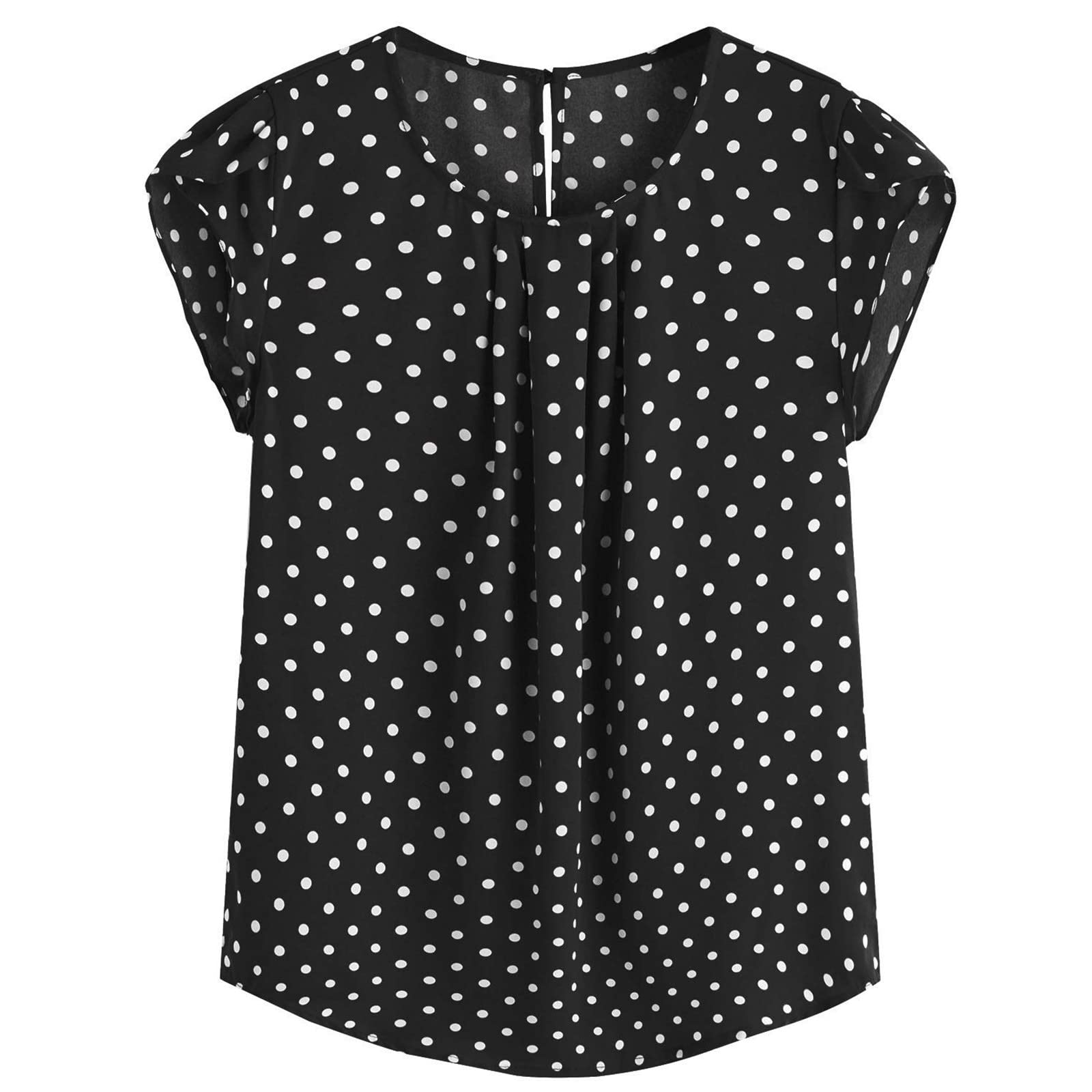 FQZWONG Women's Polka Dot Print T-Shirt - Casual Round Neck Short Sleeve Vintage Boho Hawaiian Shirt for Summer | Perfect for Beach Outings, Music Festivals & Casual Wear