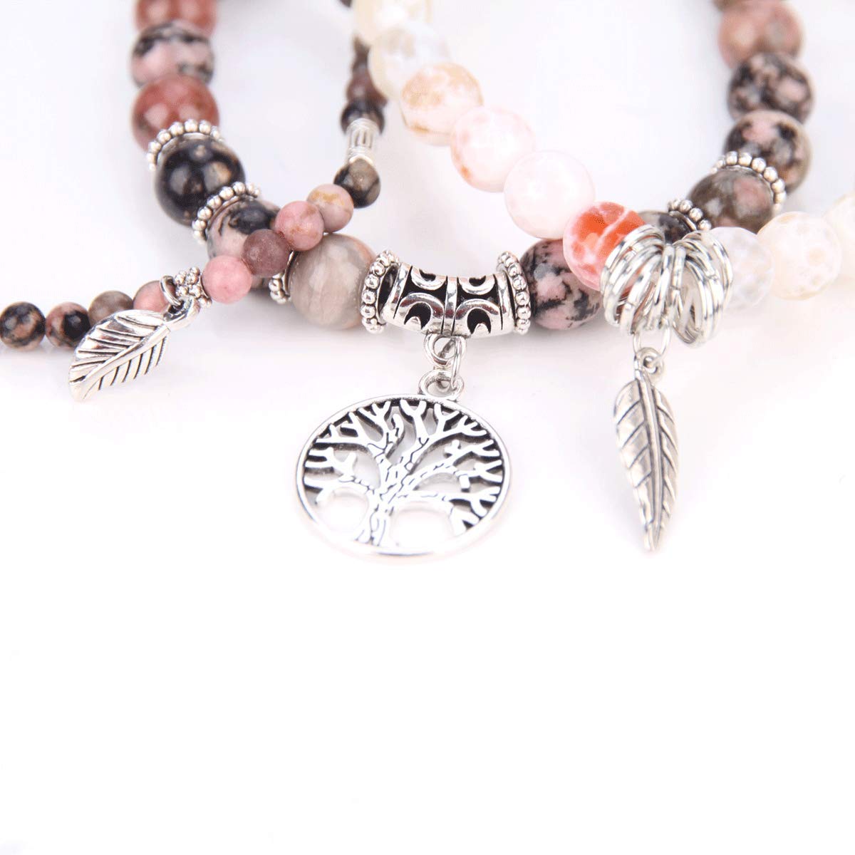 Healing Stone Crystal Beaded Bracelets for Women - Tree of Life Yoga Stretch Bracelet Set, Spiritual Jewelry Birthday Gifts for Her | Meditation, Yoga & Positive Energy Jewelry
